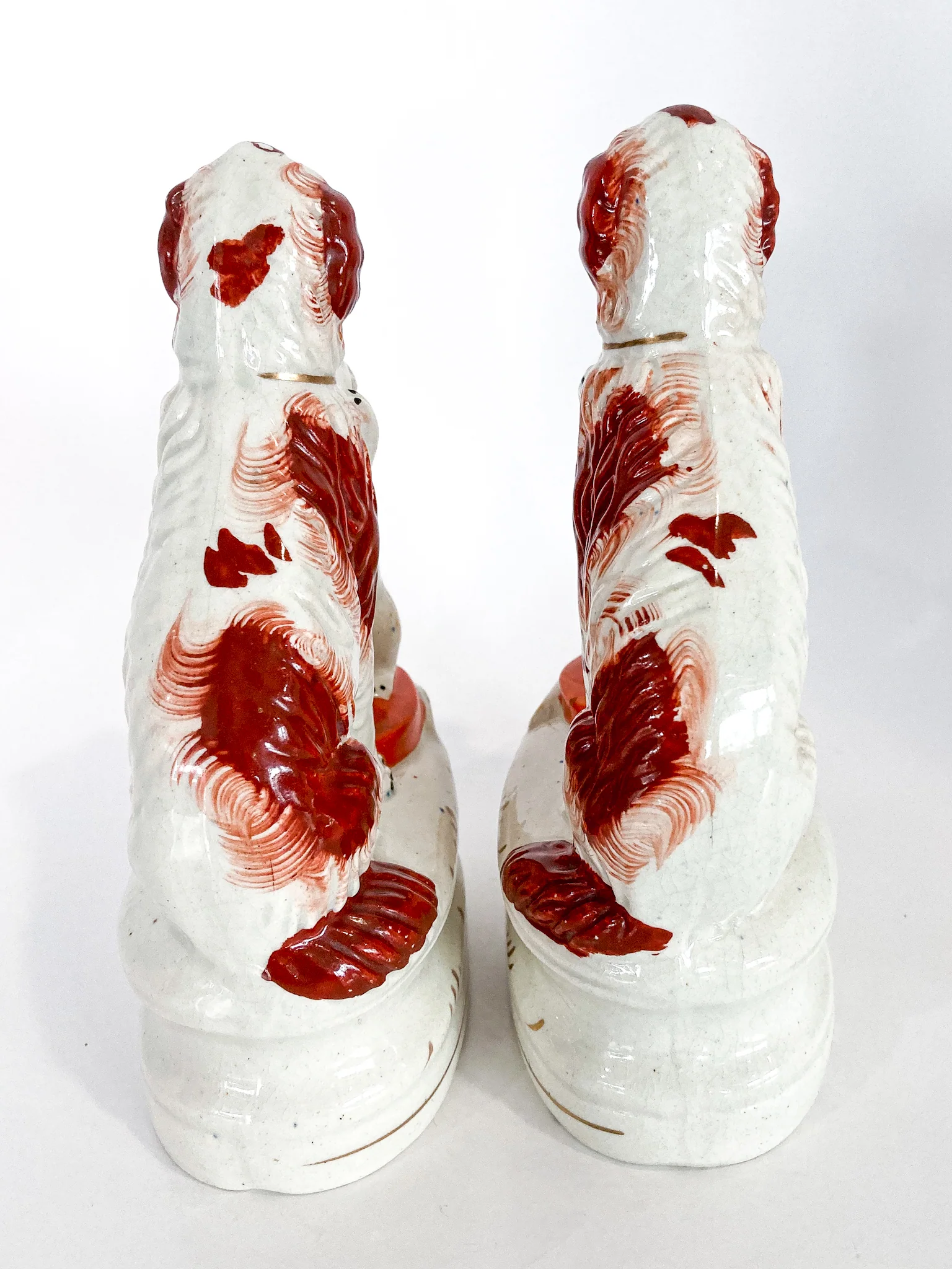 Antique Pair Rare Staffordshire Cat and Spaniel Dog Porcelain Figurines - Image 17