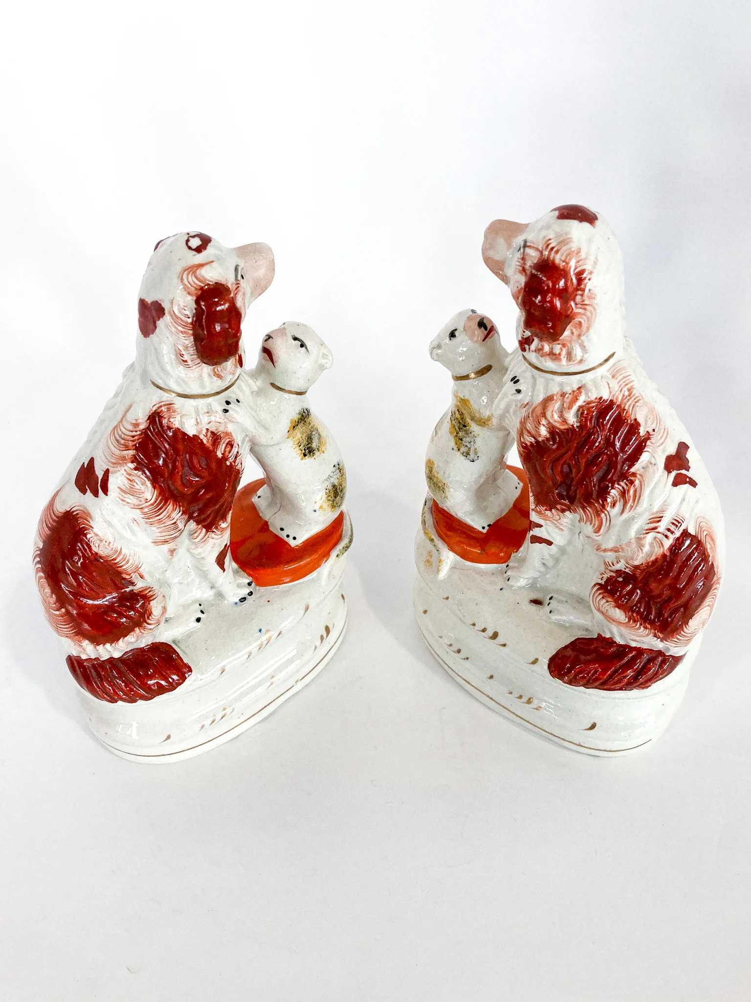 Antique Pair Rare Staffordshire Cat and Spaniel Dog Porcelain Figurines - Image 18