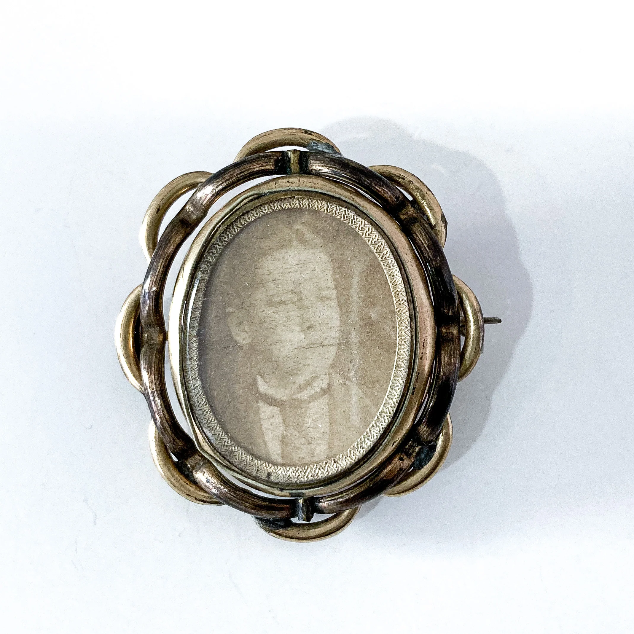 Antique Victorian Gold Filled Rotating Double Photo Mourning Brooch Pin - Image 11