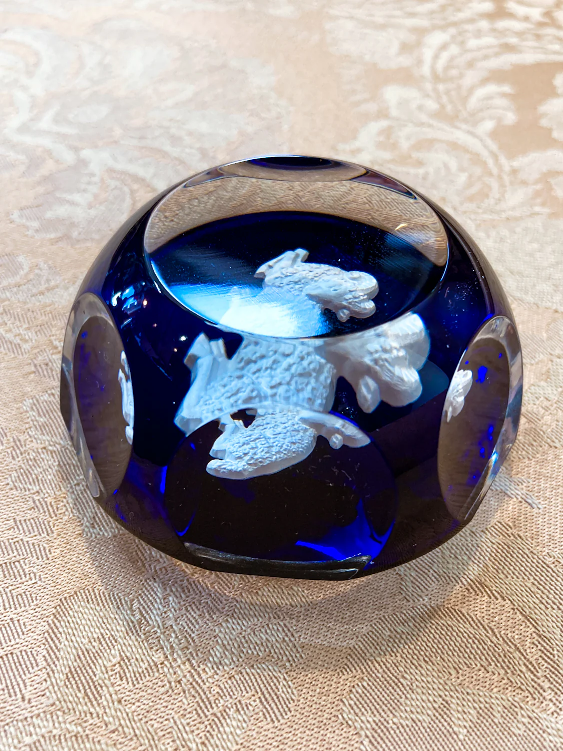 Baccarat Cobalt Crystal Sulfide Ram Aries Zodiac Sign Paperweight - Image 10