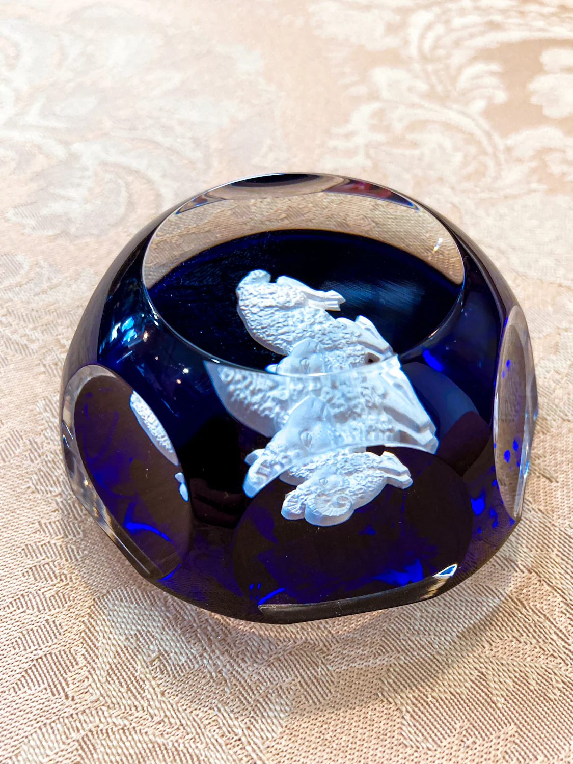 Baccarat Cobalt Crystal Sulfide Ram Aries Zodiac Sign Paperweight - Image 11