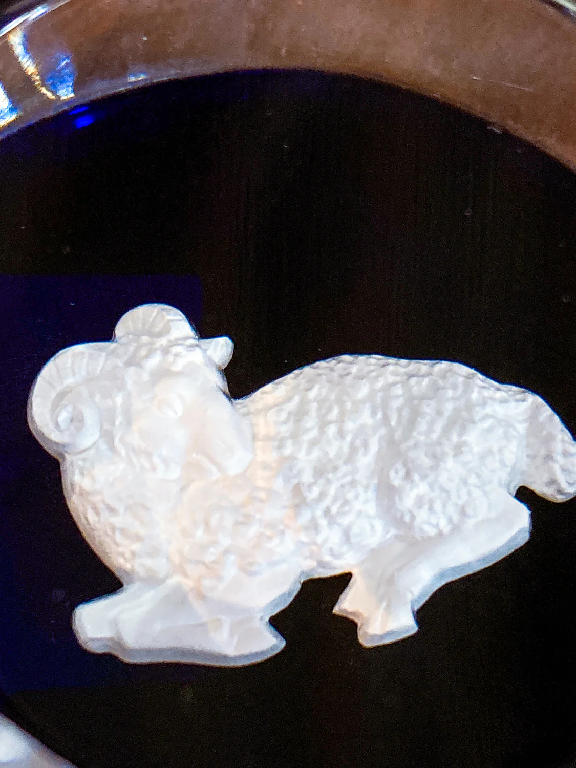 Baccarat Cobalt Crystal Sulfide Ram Aries Zodiac Sign Paperweight - Image 14