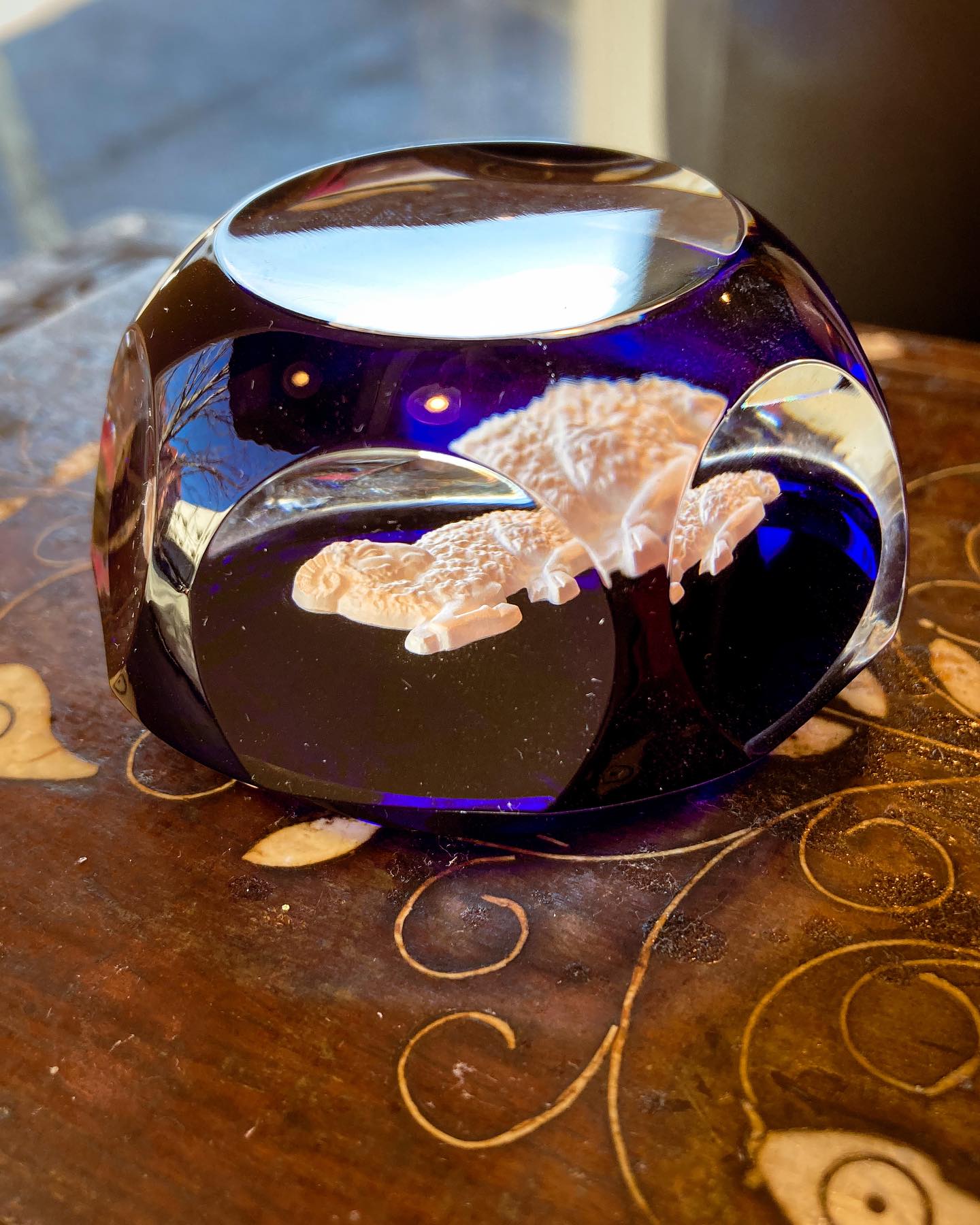 Baccarat Cobalt Crystal Sulfide Ram Aries Zodiac Sign Paperweight - Image 4