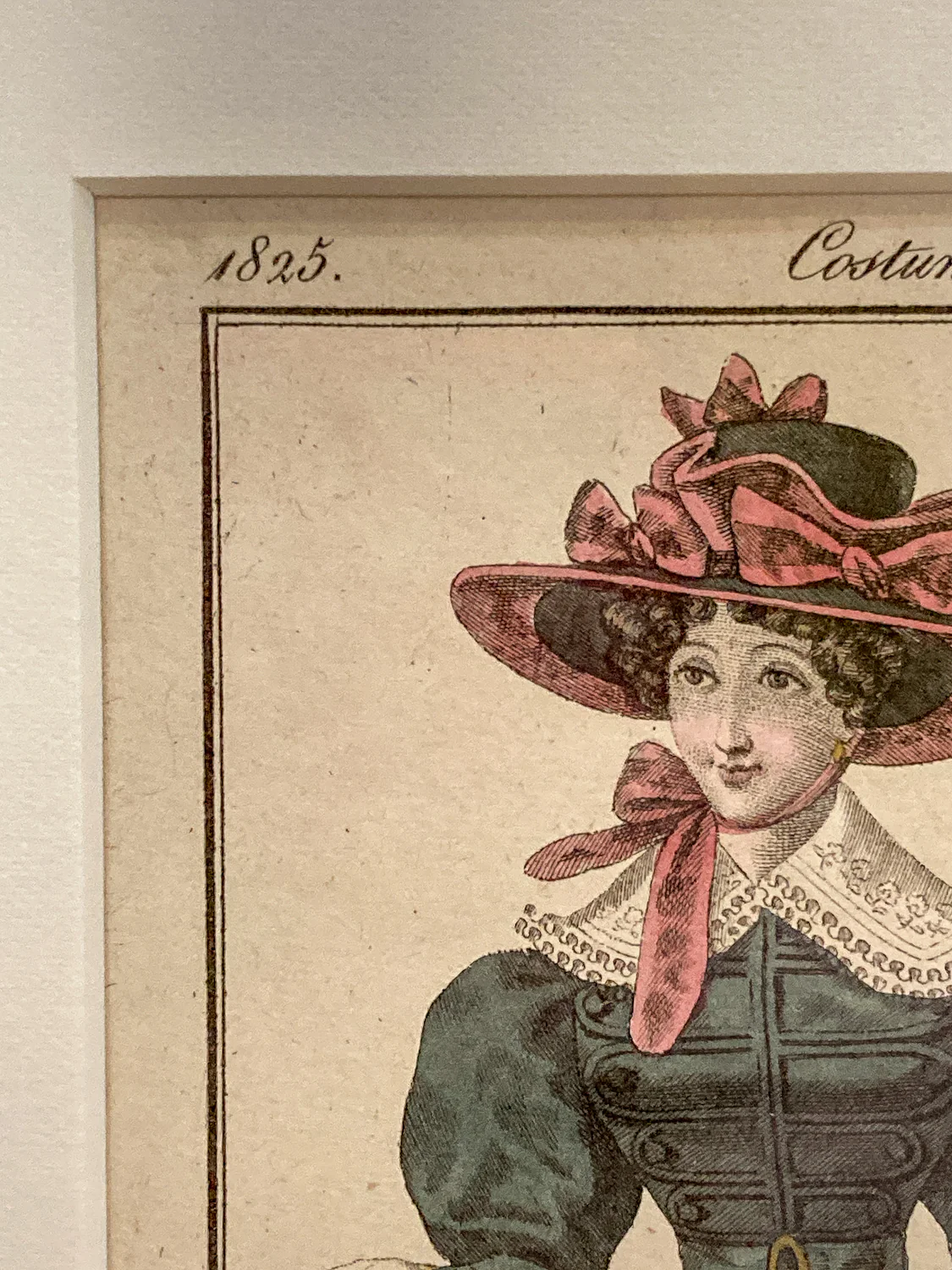 Framed Antique French 19th Century 1825 Parisian Fashion Plate Print - Image 3