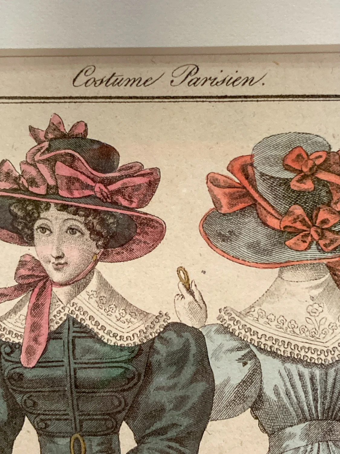 Framed Antique French 19th Century 1825 Parisian Fashion Plate Print - Image 4