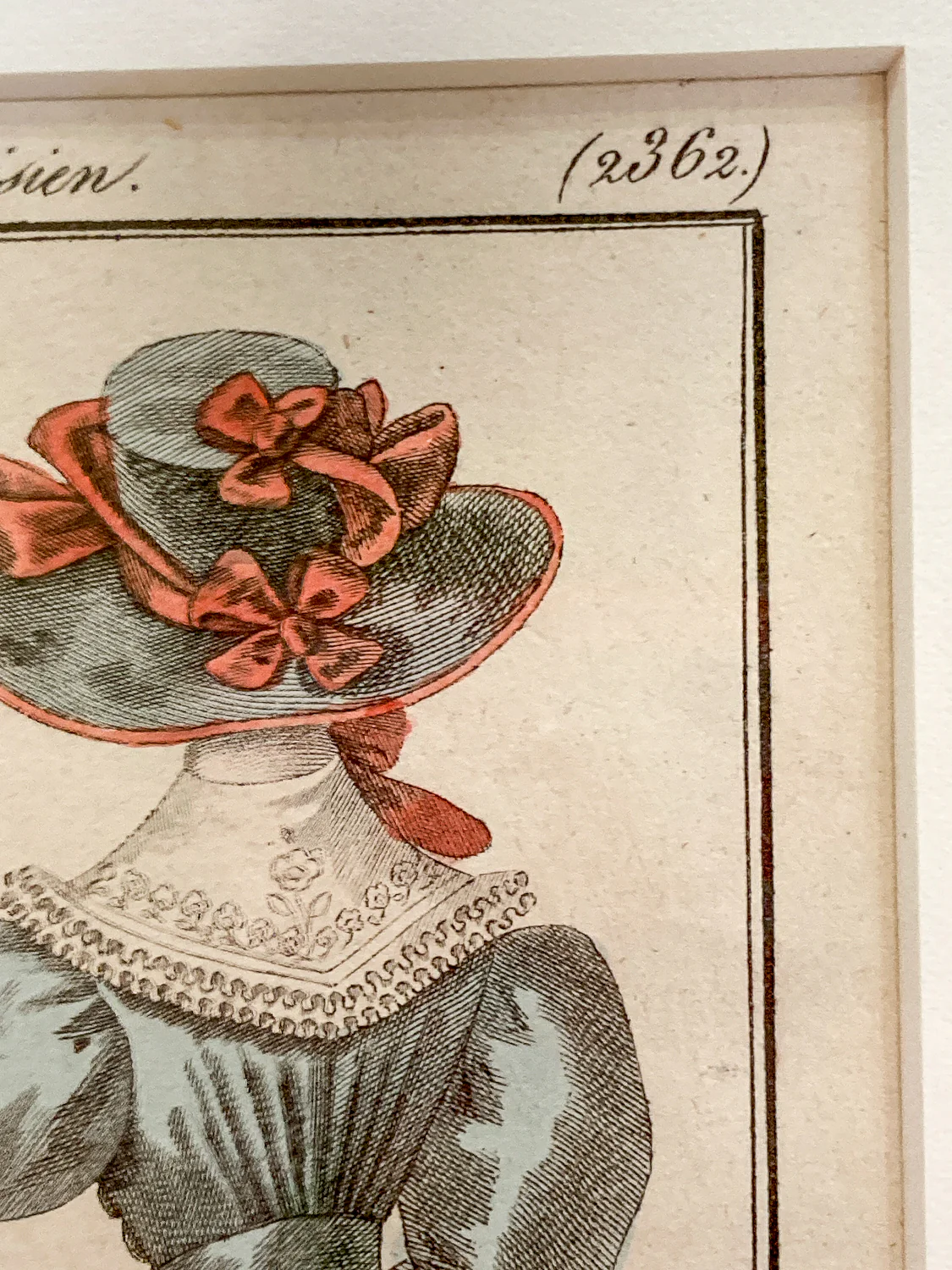 Framed Antique French 19th Century 1825 Parisian Fashion Plate Print - Image 5