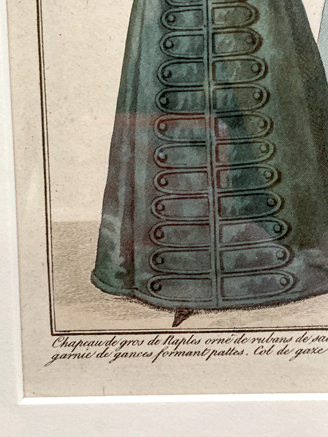 Framed Antique French 19th Century 1825 Parisian Fashion Plate Print - Image 7