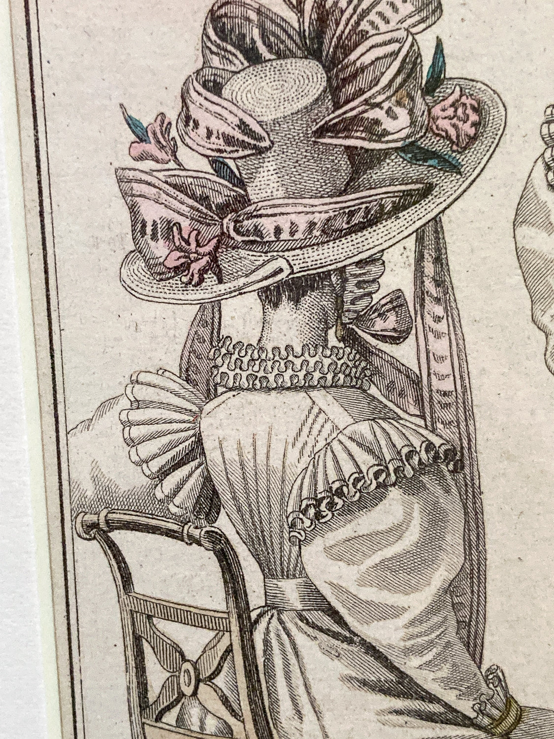 Framed Antique French 19th Century 1827 Parisian Fashion Plate Print - Image 4