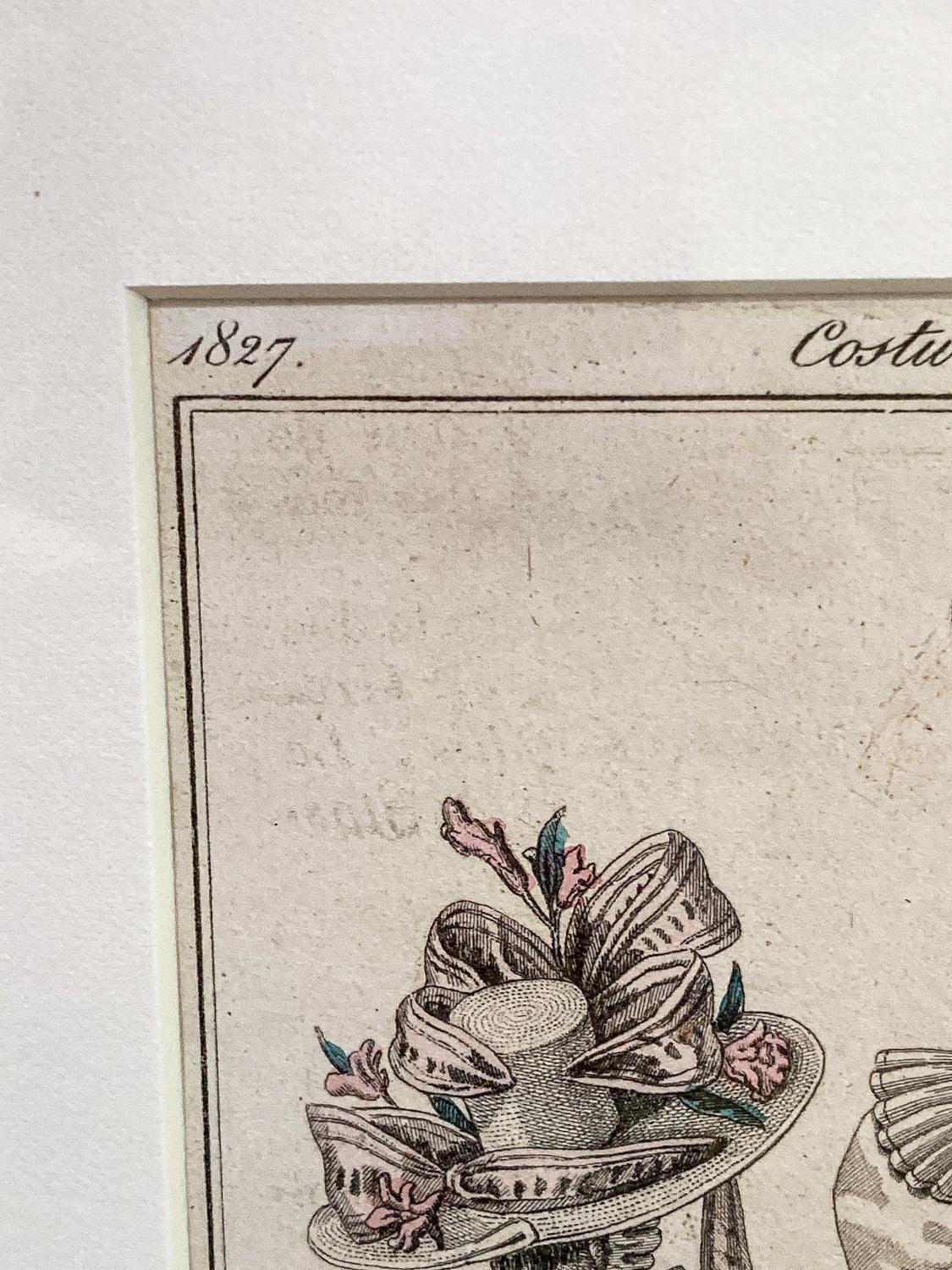 Framed Antique French 19th Century 1827 Parisian Fashion Plate Print - Image 6