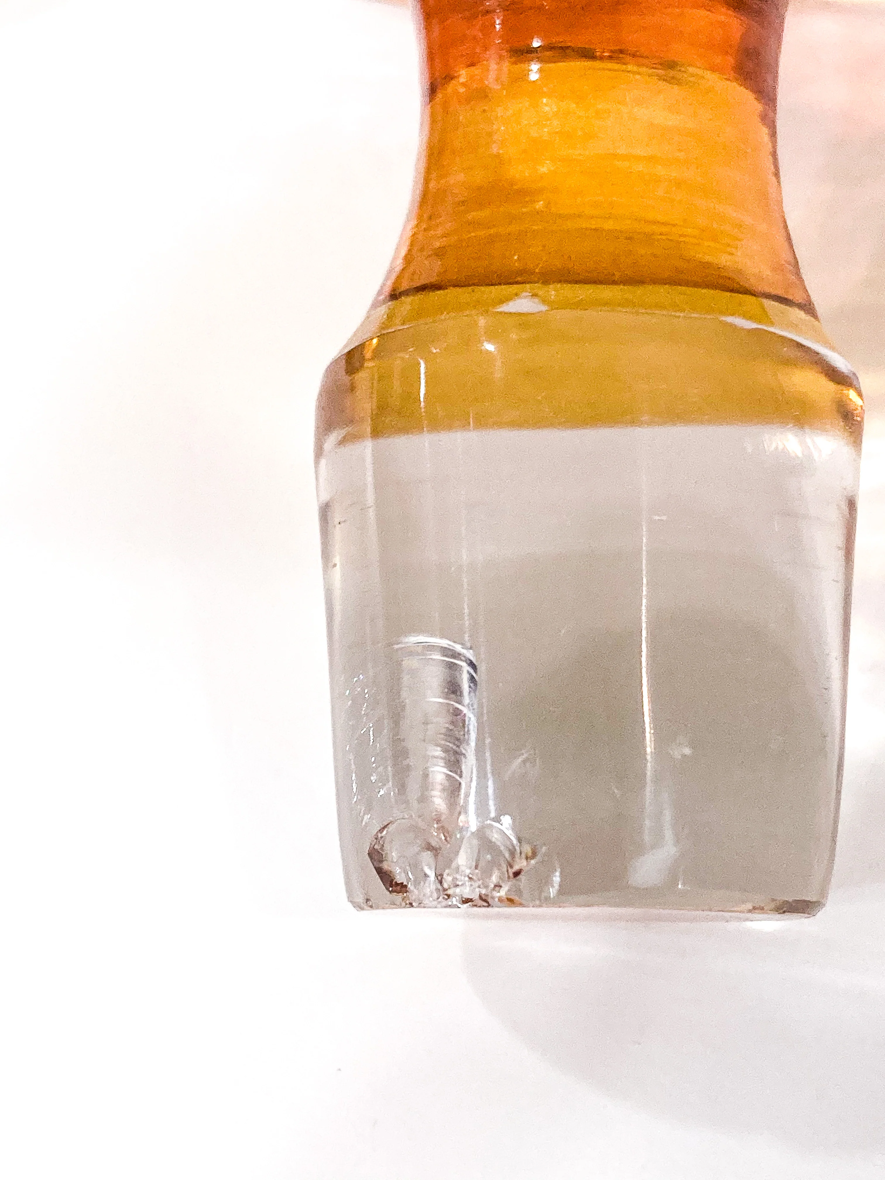 Antique Amber Glass Cut To Clear Floral Vine Motif Mushroom Top Decanter - Image 19