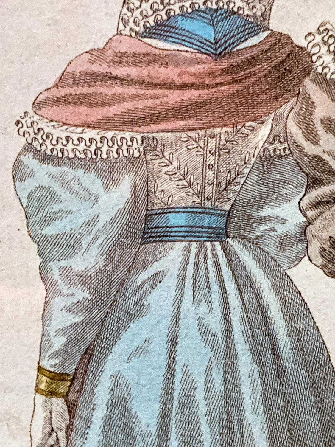 Framed Antique French 19th Century 1827 Parisian Fashion Plate Print - Image 10