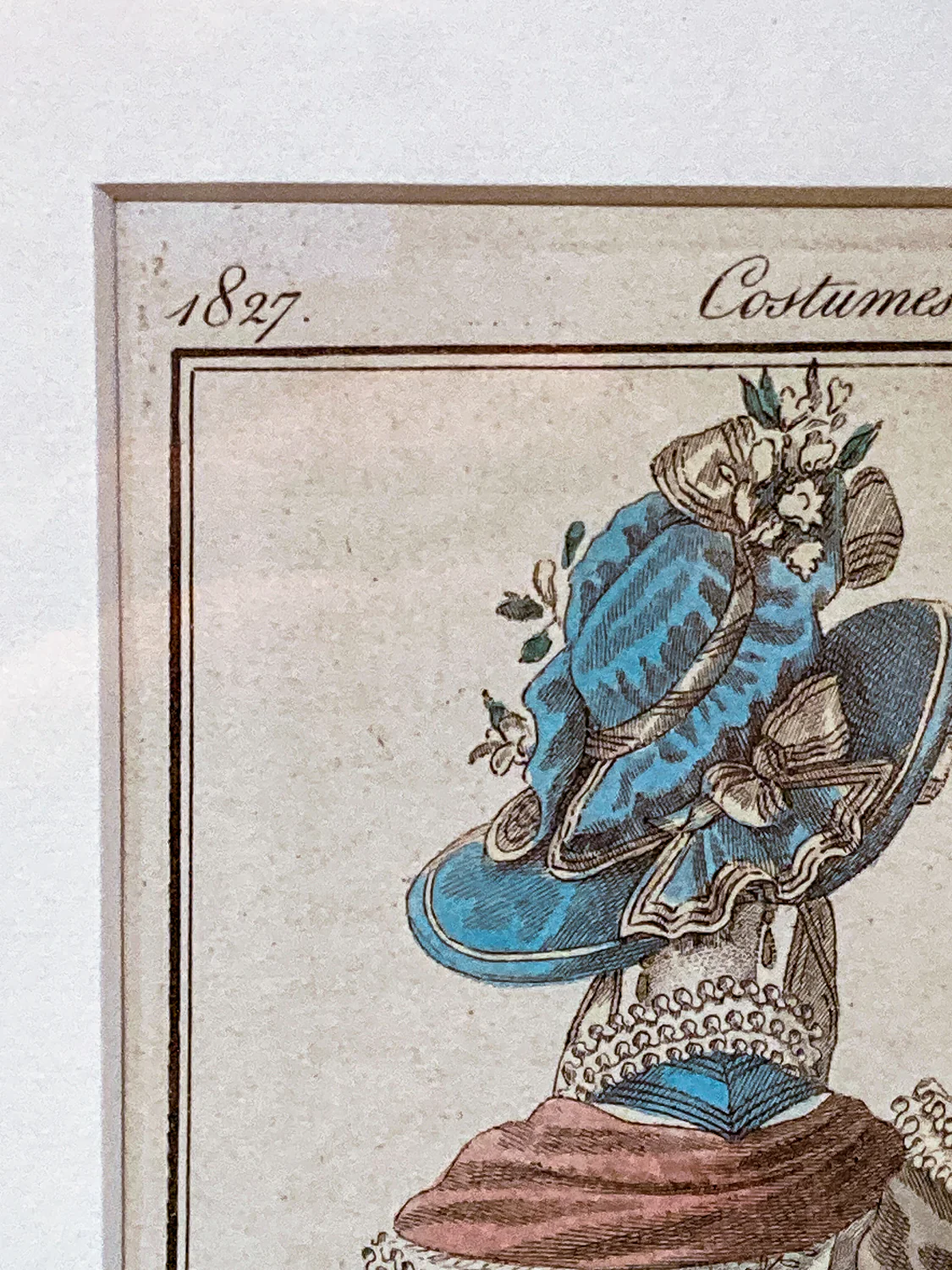 Framed Antique French 19th Century 1827 Parisian Fashion Plate Print - Image 4