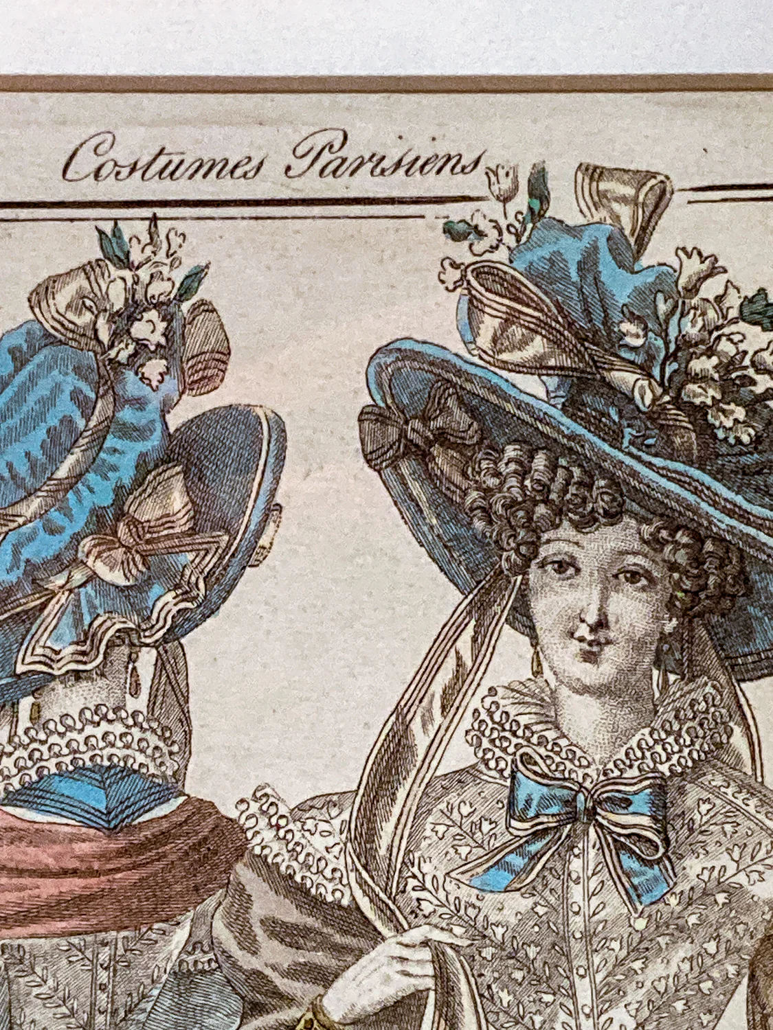 Framed Antique French 19th Century 1827 Parisian Fashion Plate Print - Image 5