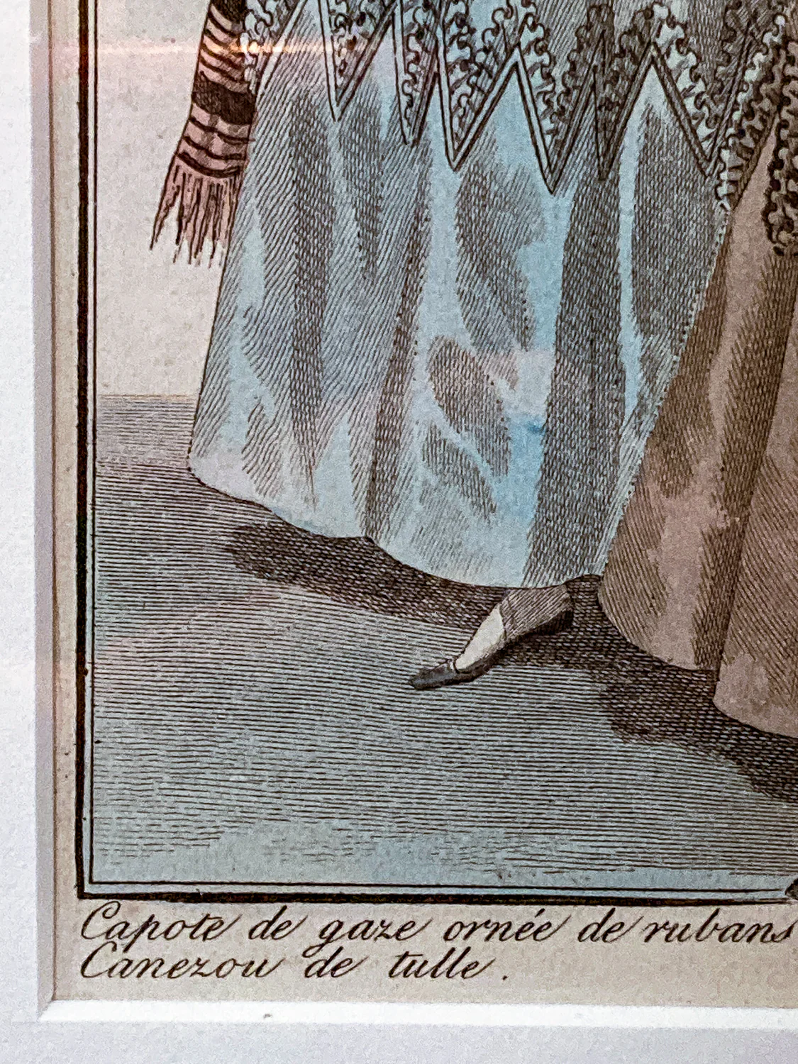 Framed Antique French 19th Century 1827 Parisian Fashion Plate Print - Image 7