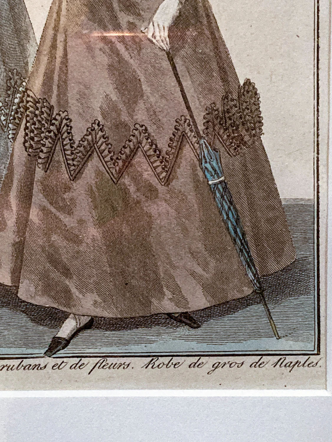 Framed Antique French 19th Century 1827 Parisian Fashion Plate Print - Image 8