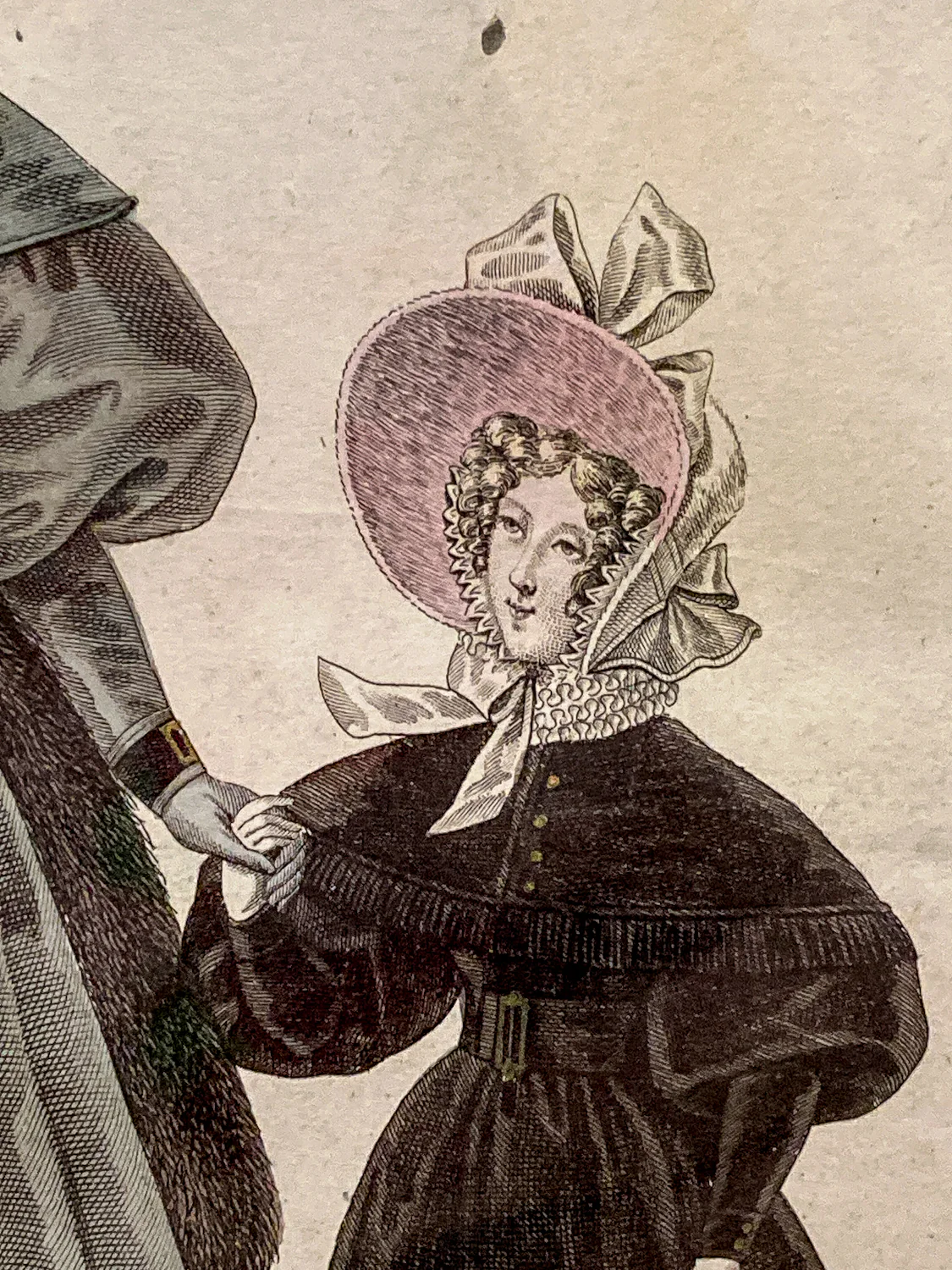 Framed Antique French 19th Century 1829 Parisian Fashion Plate Print - Image 10