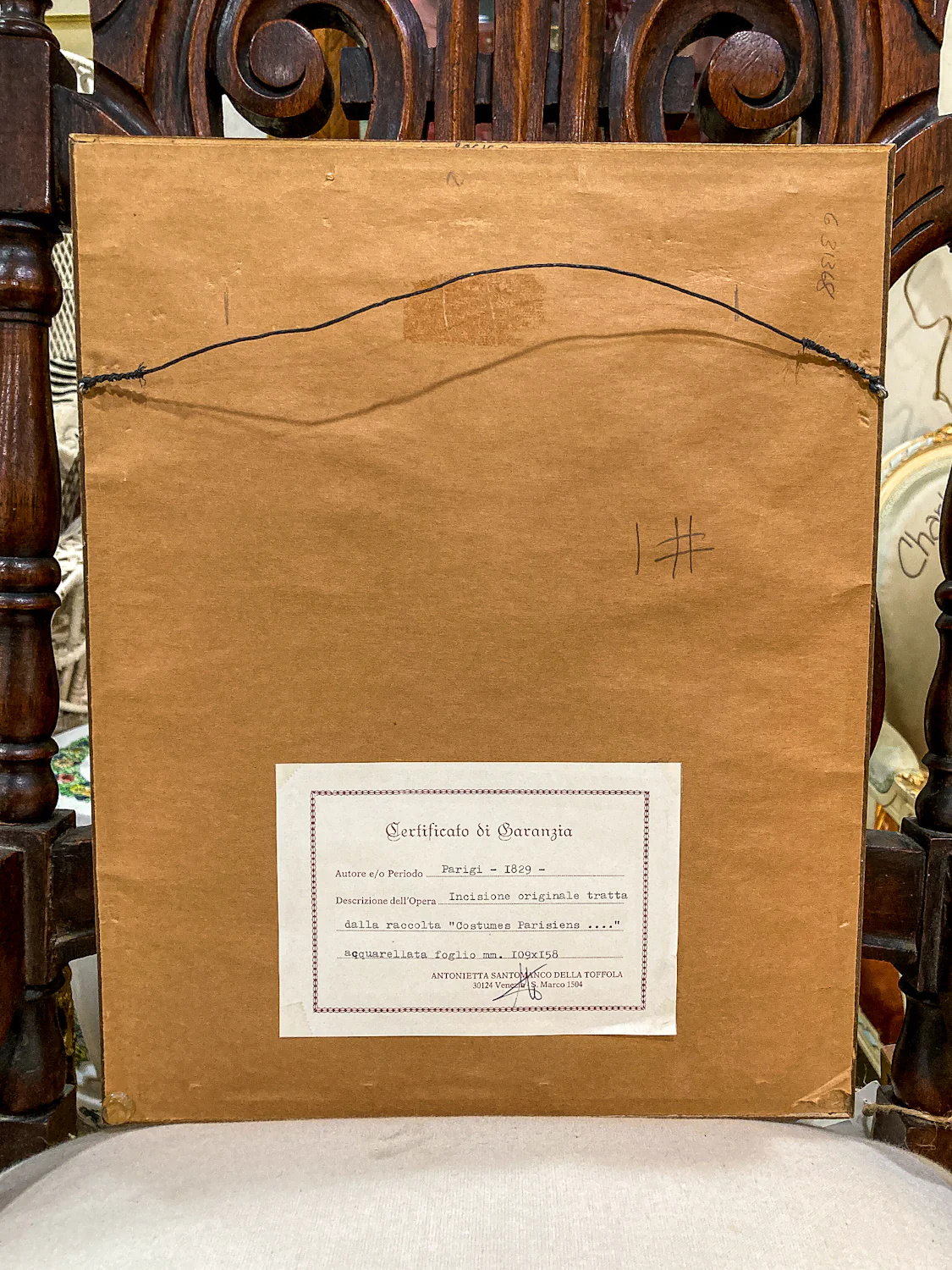 Framed Antique French 19th Century 1829 Parisian Fashion Plate Print - Image 12