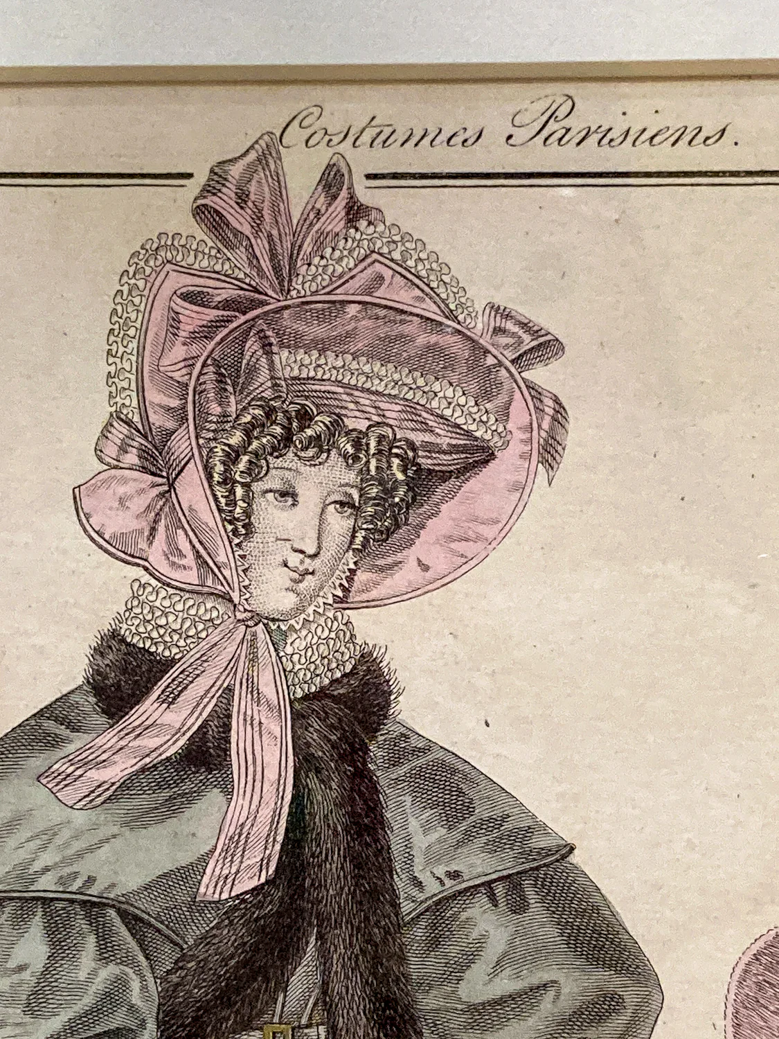 Framed Antique French 19th Century 1829 Parisian Fashion Plate Print - Image 3