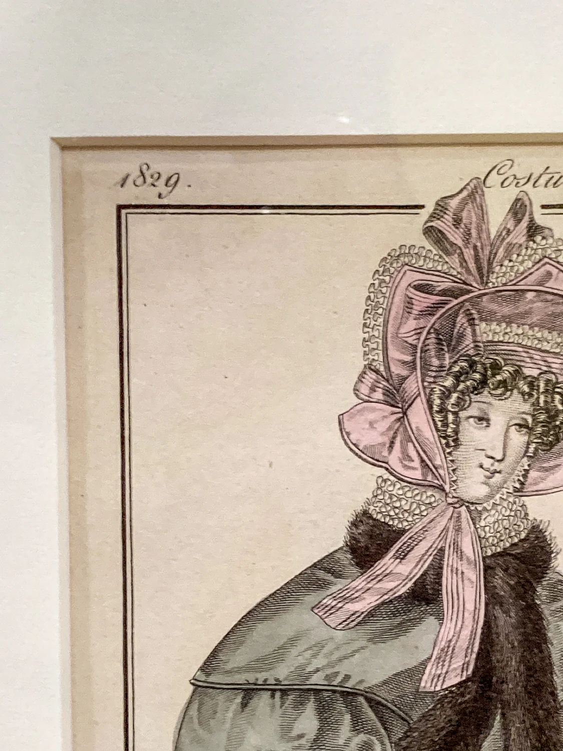 Framed Antique French 19th Century 1829 Parisian Fashion Plate Print - Image 9