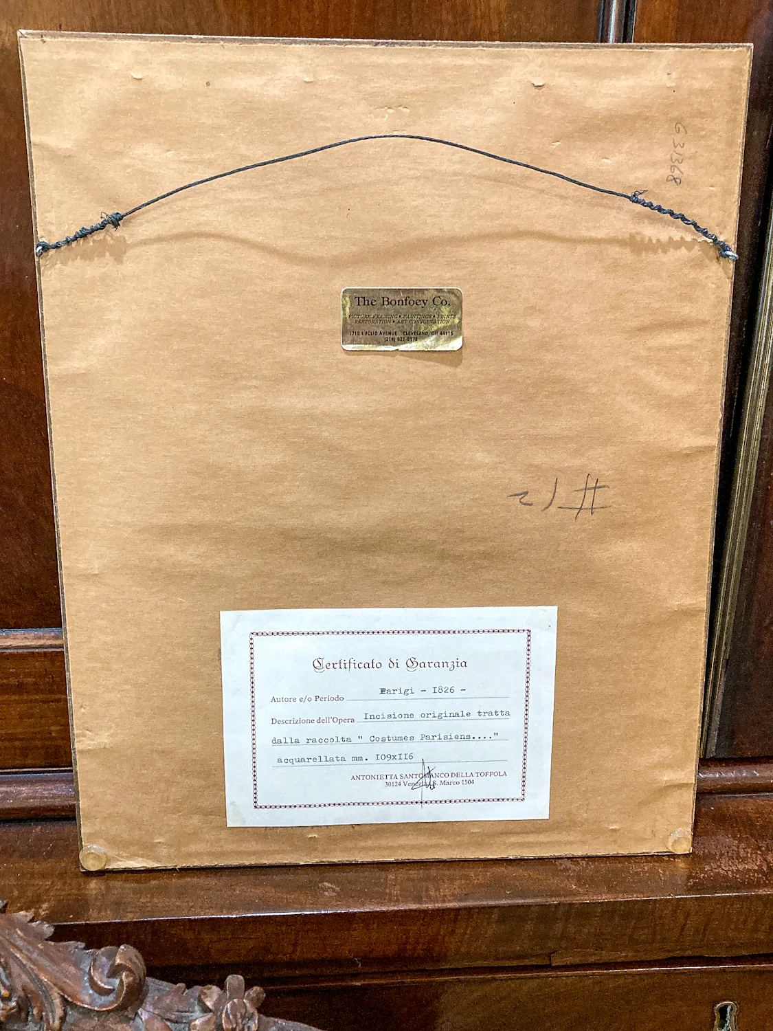 Framed Antique French 19th Century 1826 Parisian Fashion Plate Print - Image 12