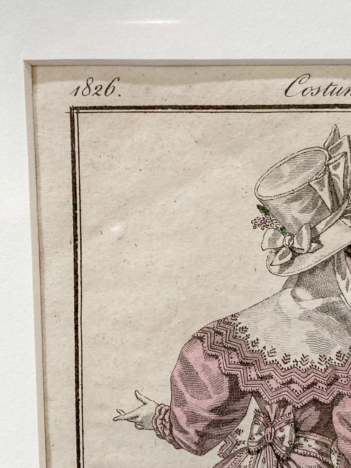 Framed Antique French 19th Century 1826 Parisian Fashion Plate Print - Image 3