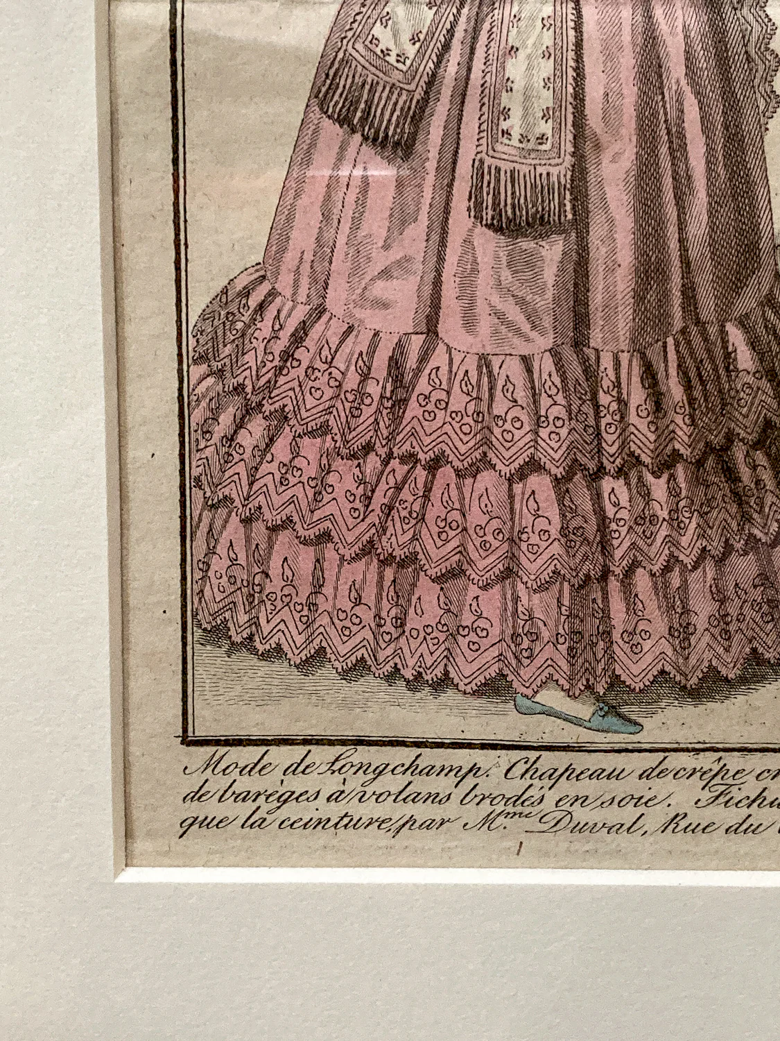 Framed Antique French 19th Century 1826 Parisian Fashion Plate Print - Image 6