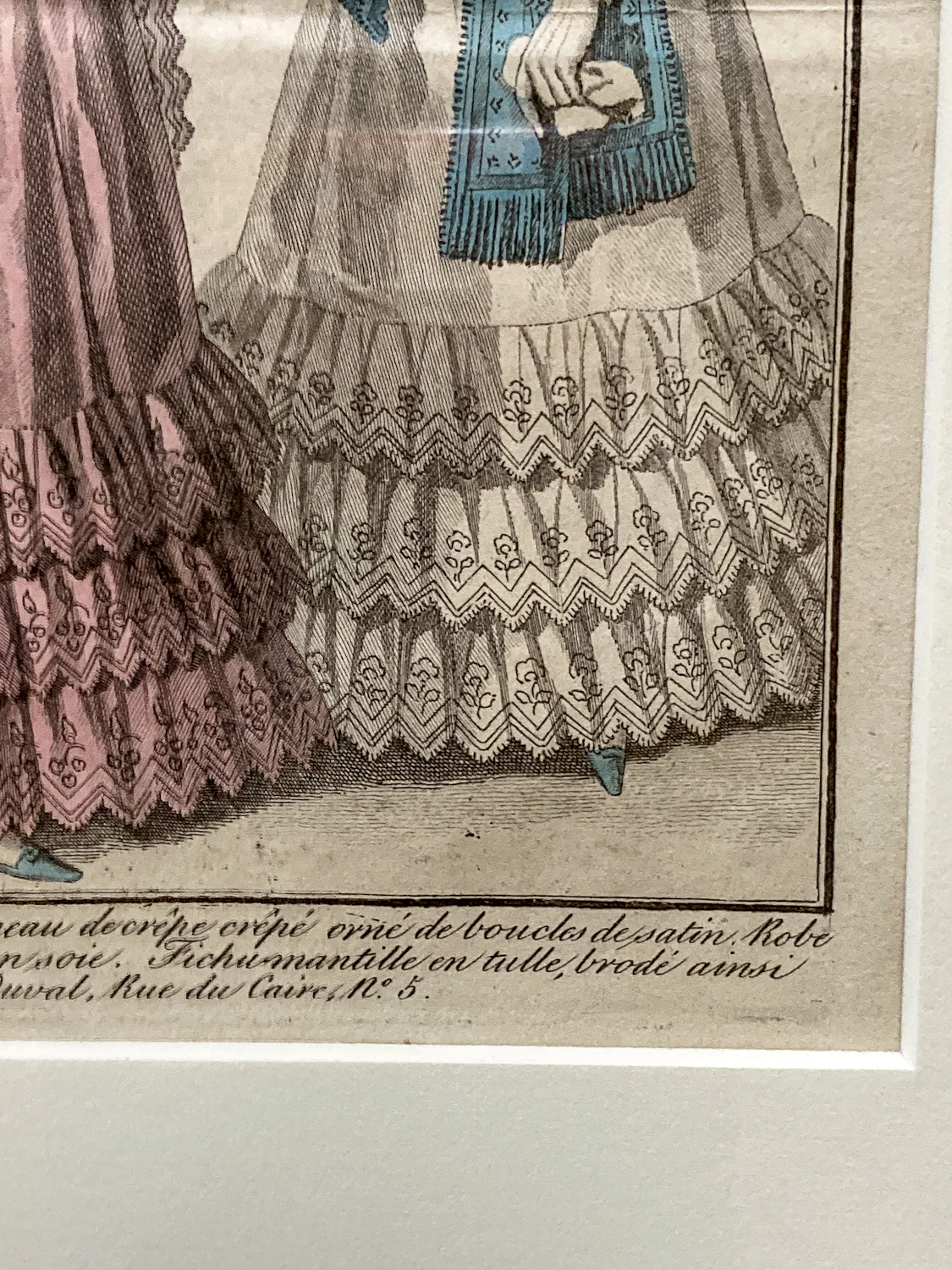 Framed Antique French 19th Century 1826 Parisian Fashion Plate Print - Image 7