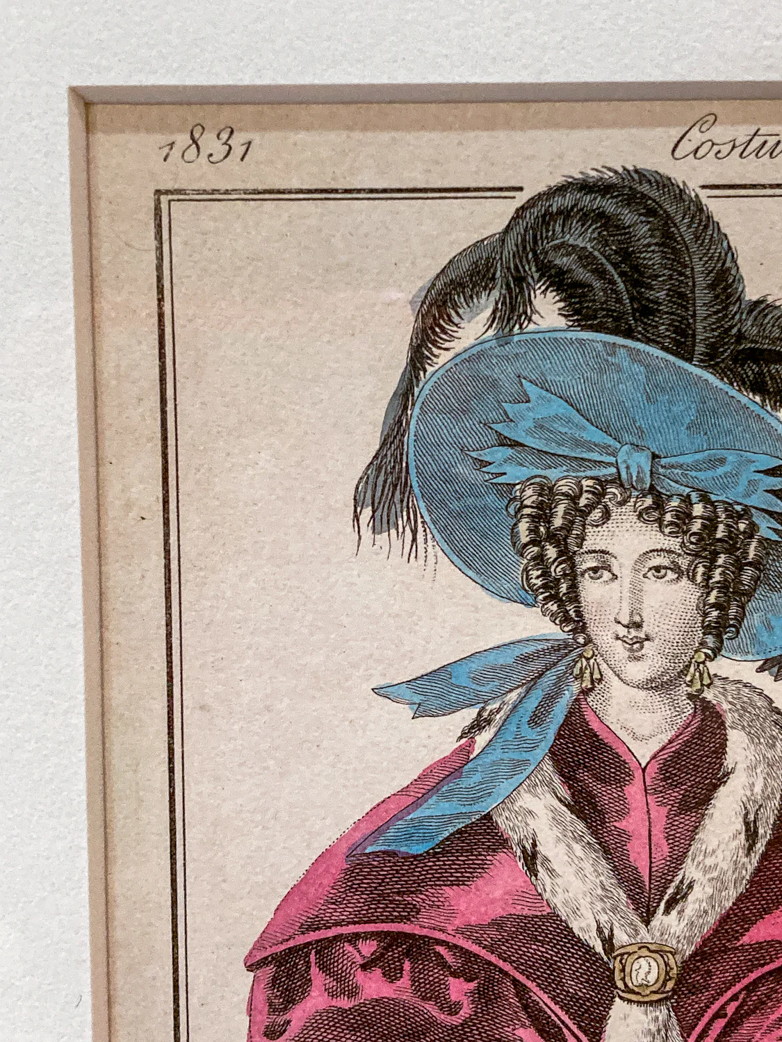 Framed Antique French 19th Century 1831 Parisian Fashion Plate Print - Image 3