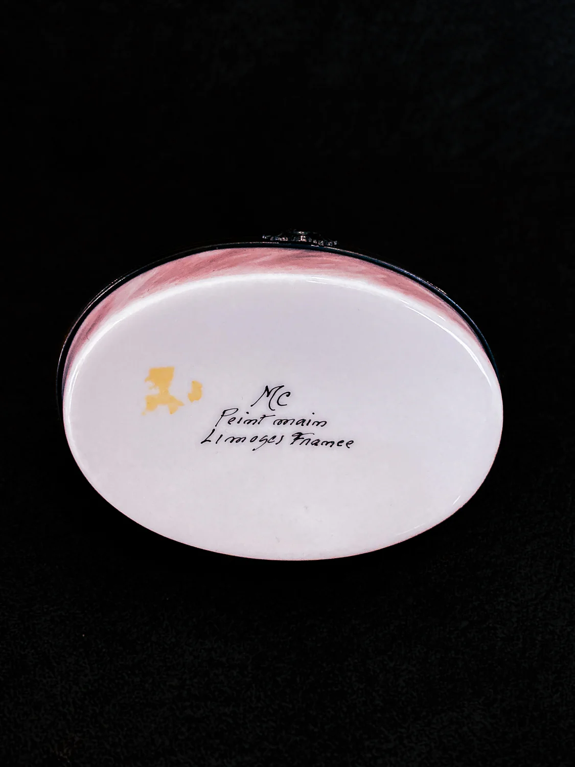 Limoges France Floral Beetle Pink Glass Style Oval Porcelain Pillbox - Image 28