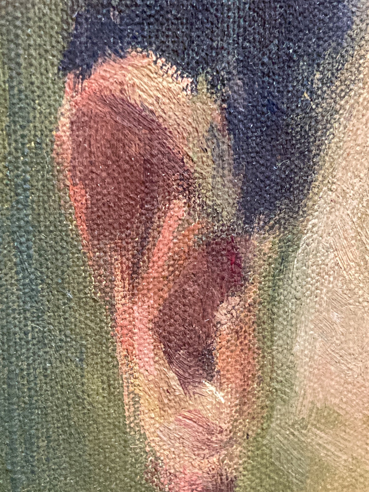 Vintage Original Self Portrait Frank Campanella (1918-2016) Canvas Oil Painting - Image 11