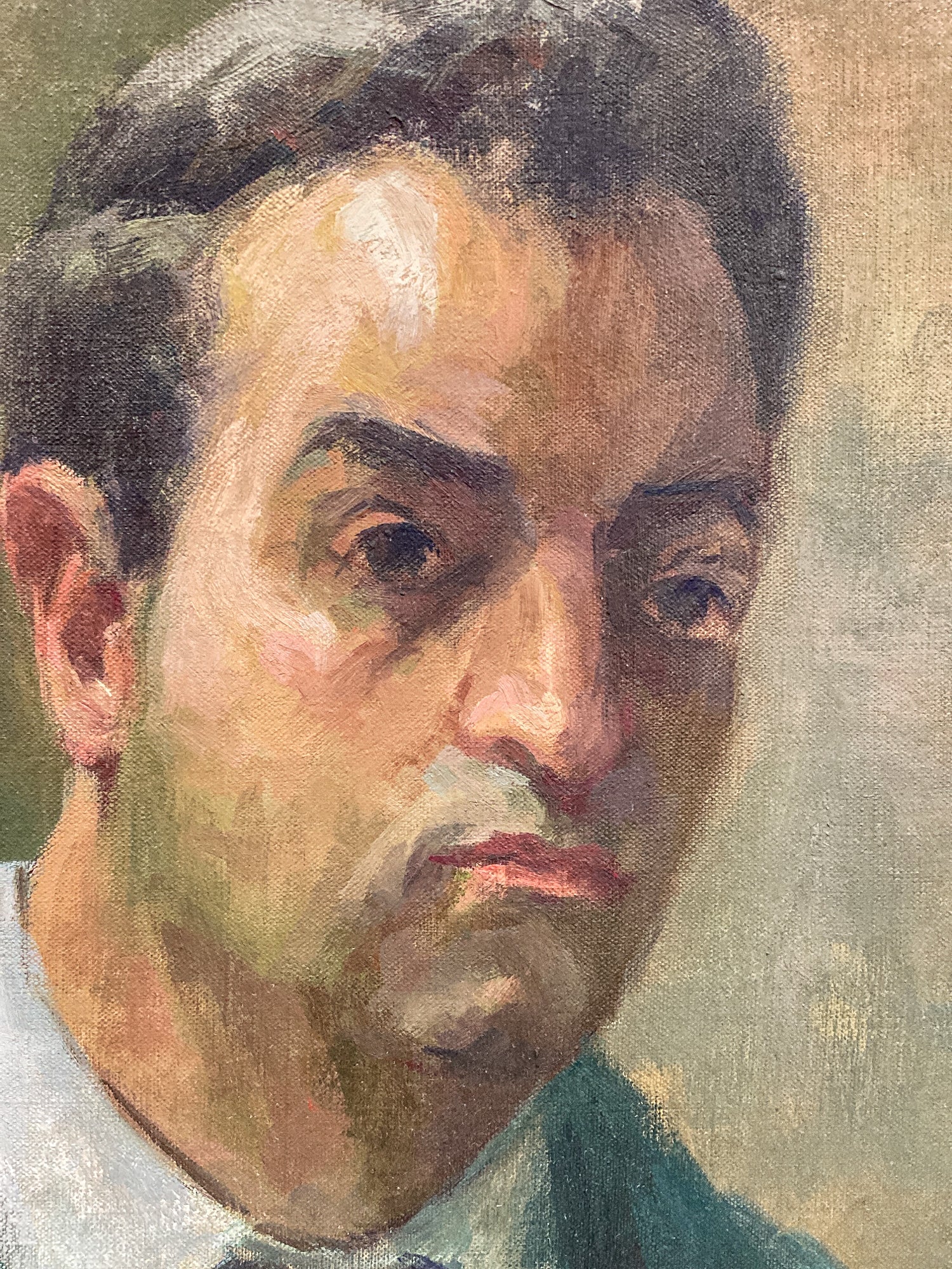 Vintage Original Self Portrait Frank Campanella (1918-2016) Canvas Oil Painting - Image 6