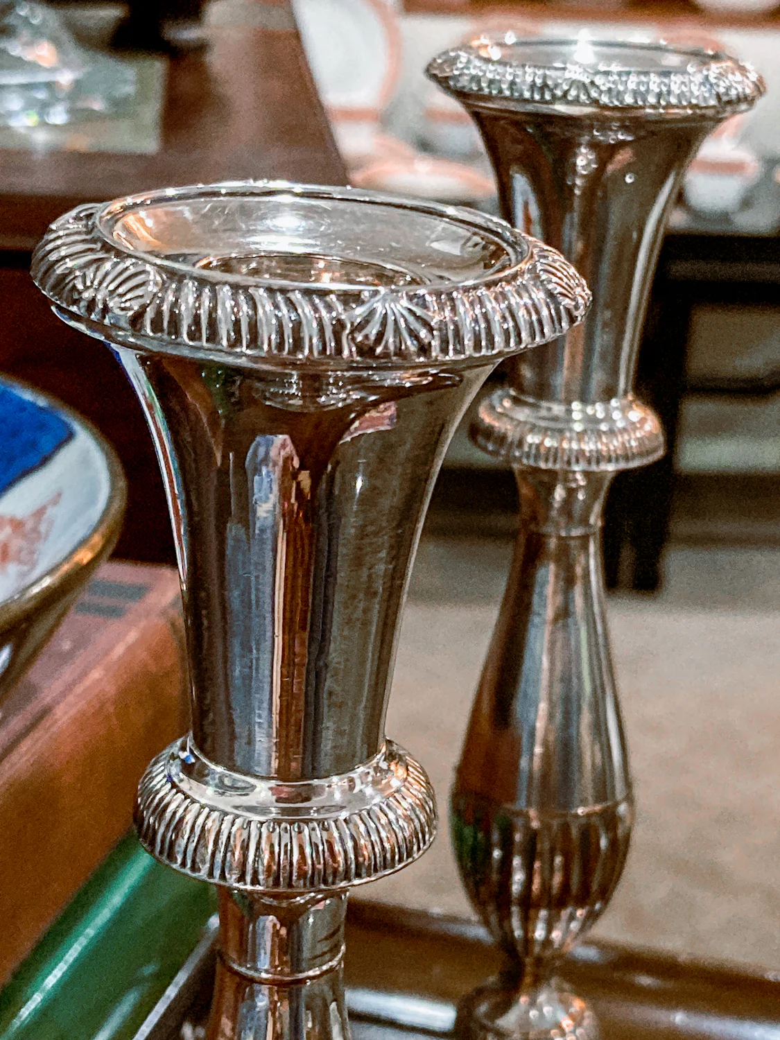 Pair 20th Century Georgian Style Silver-Plated Tall Weighted Candlesticks - Image 11