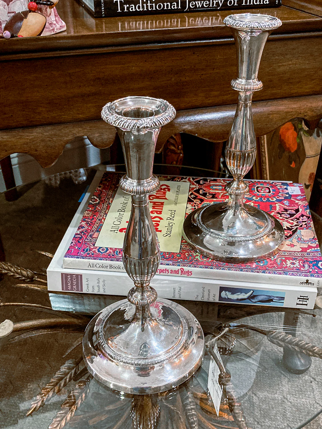 Pair 20th Century Georgian Style Silver-Plated Tall Weighted Candlesticks - Image 3