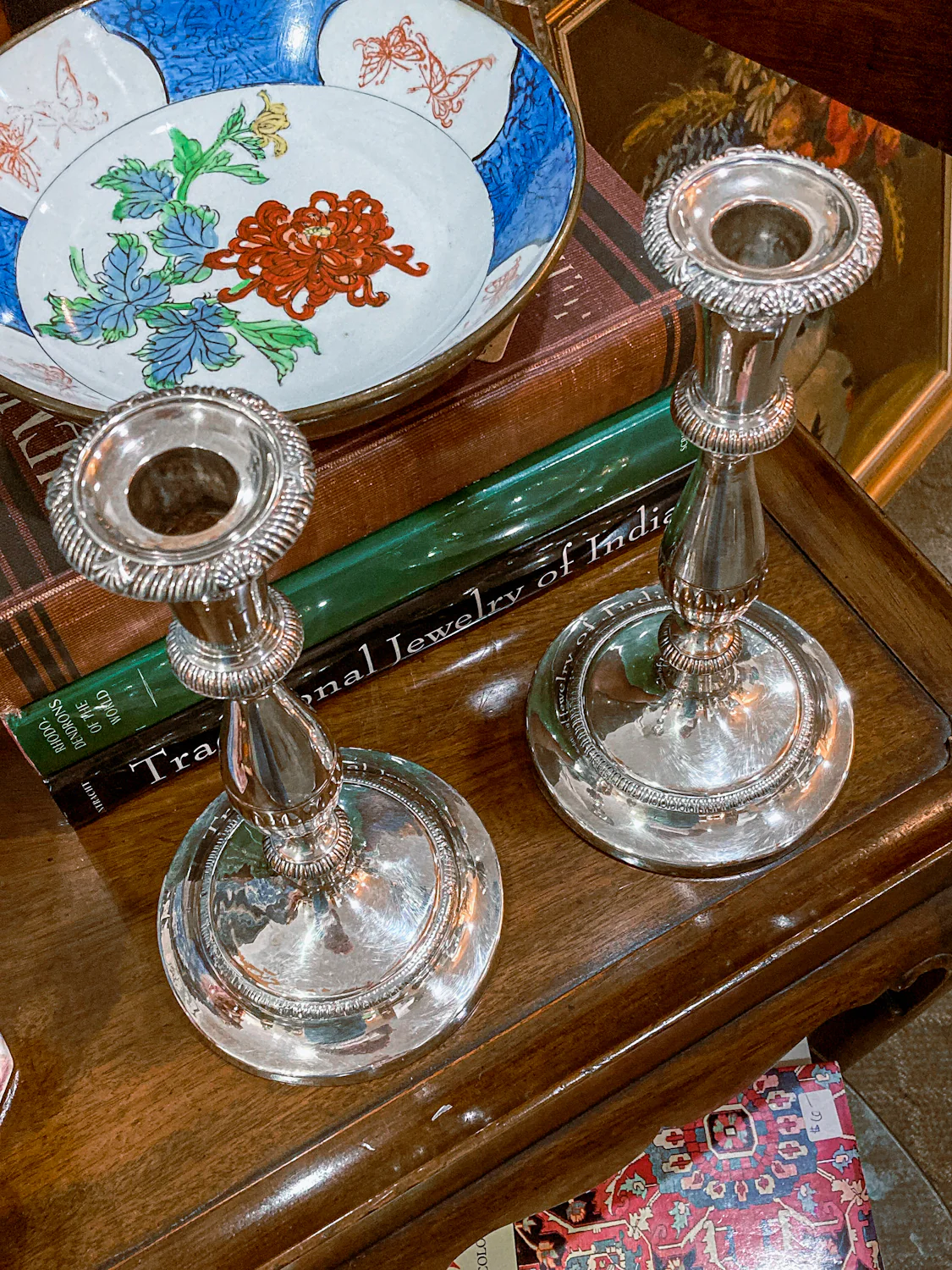 Pair 20th Century Georgian Style Silver-Plated Tall Weighted Candlesticks - Image 7