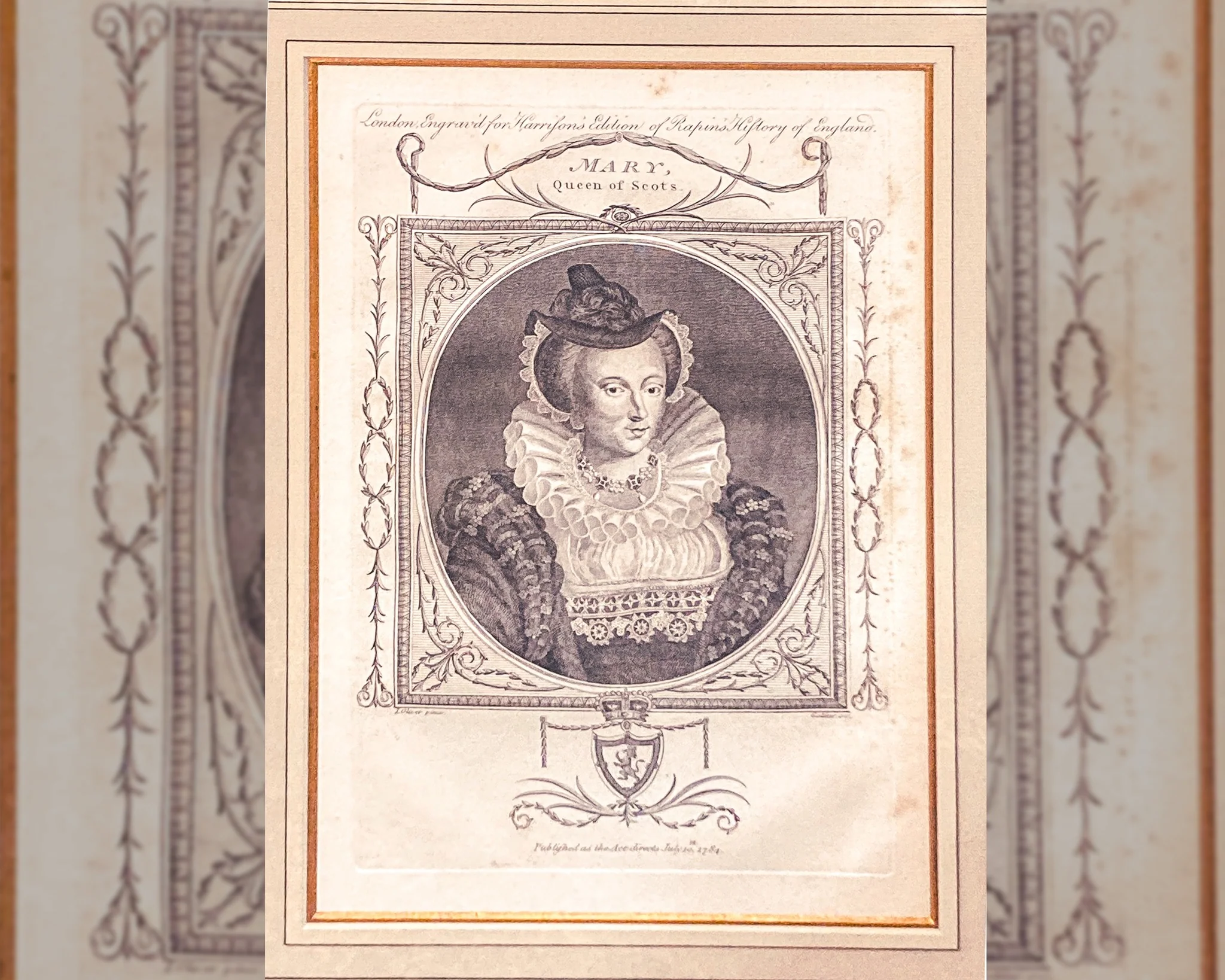 Pair Antique 18th Century Royal England Scotland Queen Framed Prints - Image 19