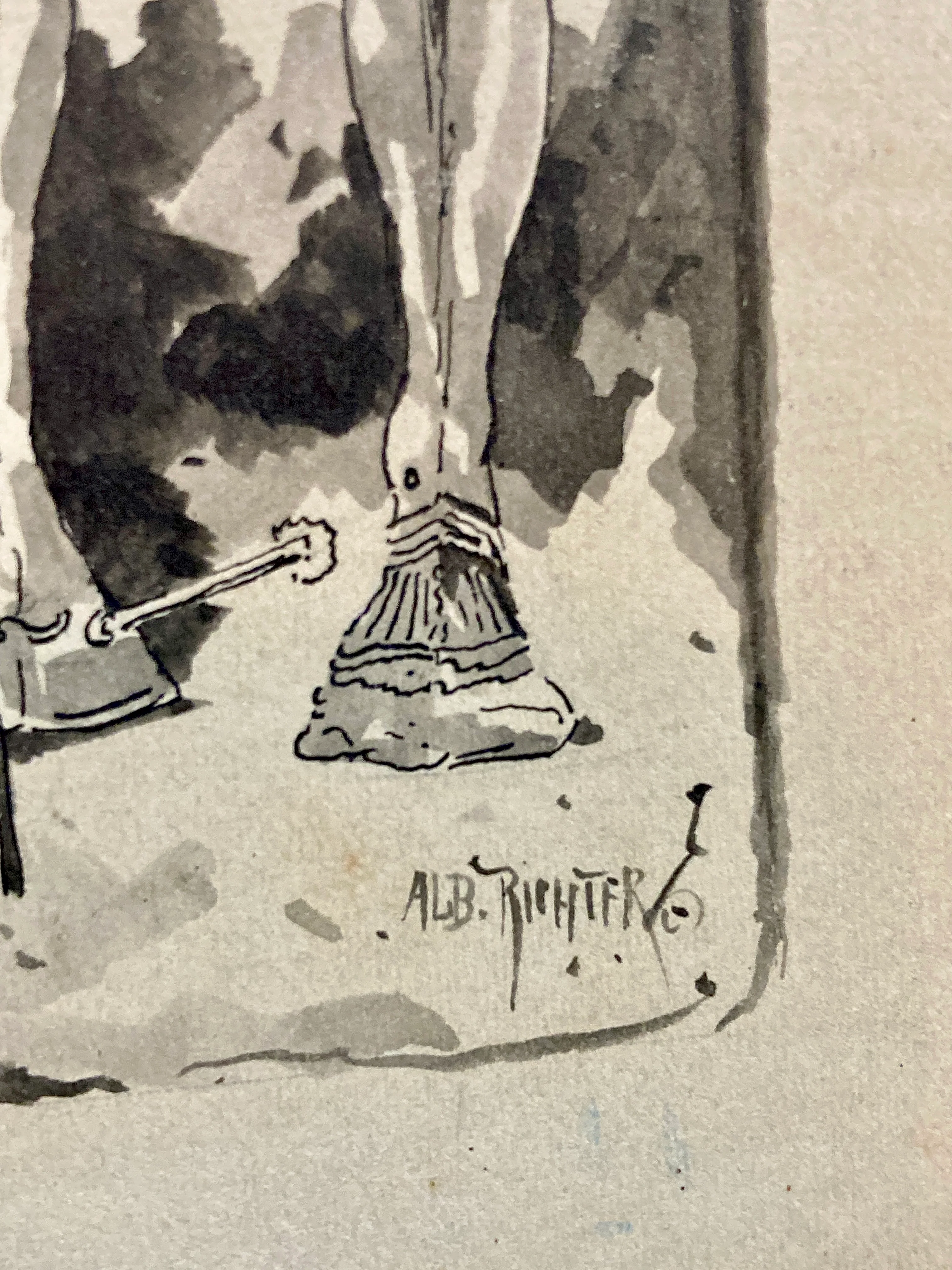 Pair Antique Albert Richter (1845 - 1898) Knight Armour Suit Fine Art Drawings - Image 9