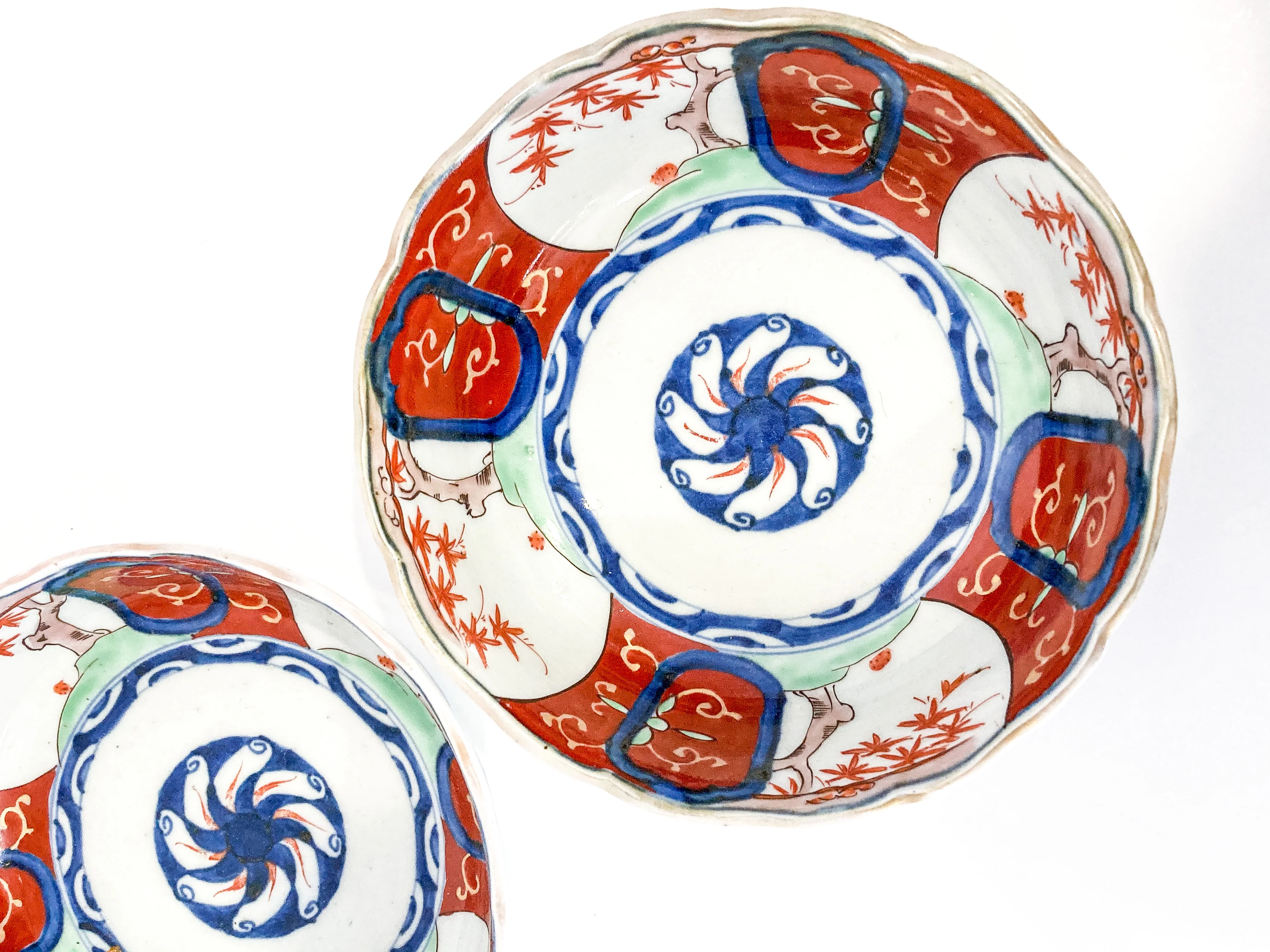 Pair Antique Japanese Meiji Period Fox Theme Red Blue Imari Porcelain Bowls - Image 19