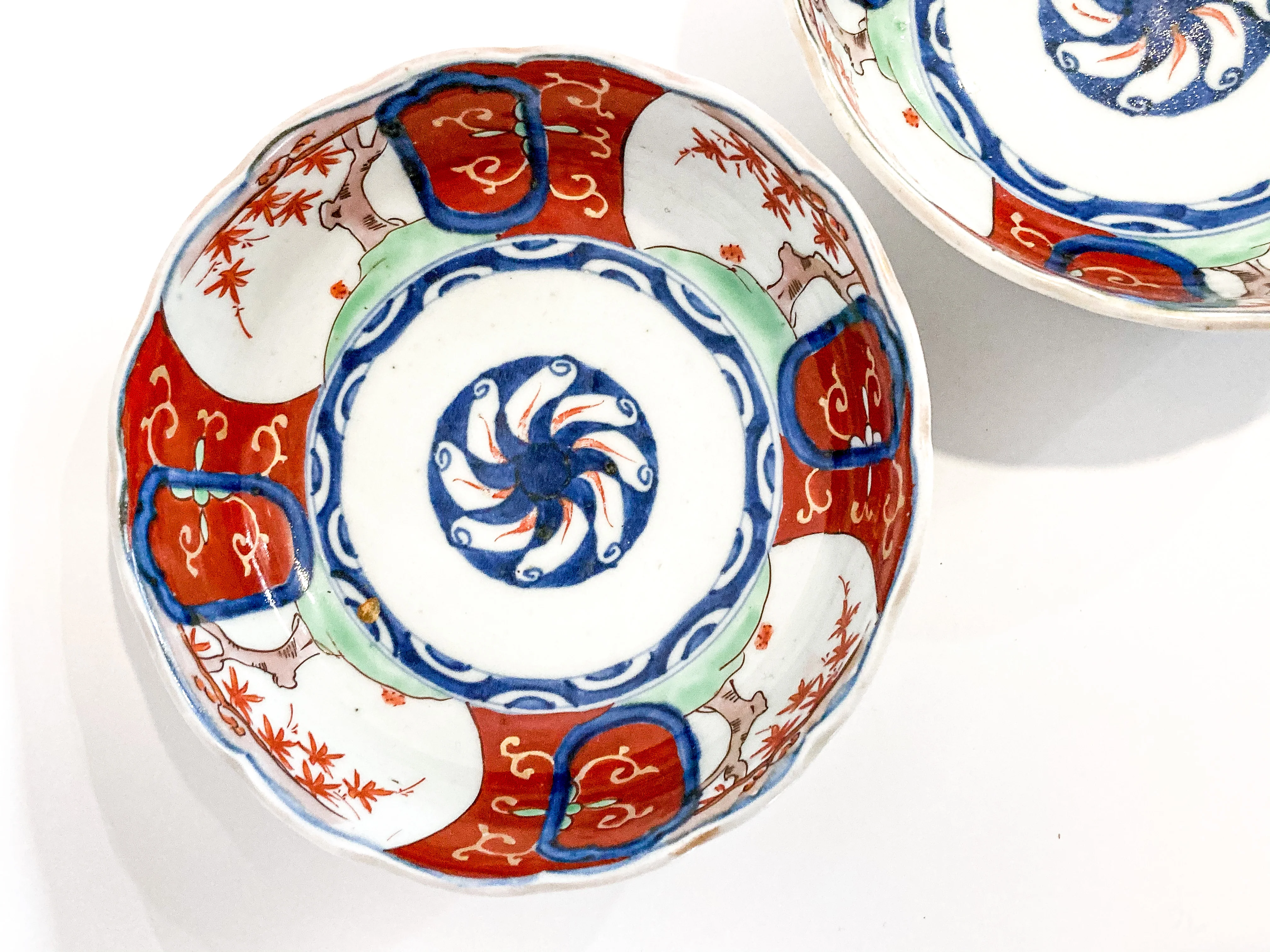 Pair Antique Japanese Meiji Period Fox Theme Red Blue Imari Porcelain Bowls - Image 20