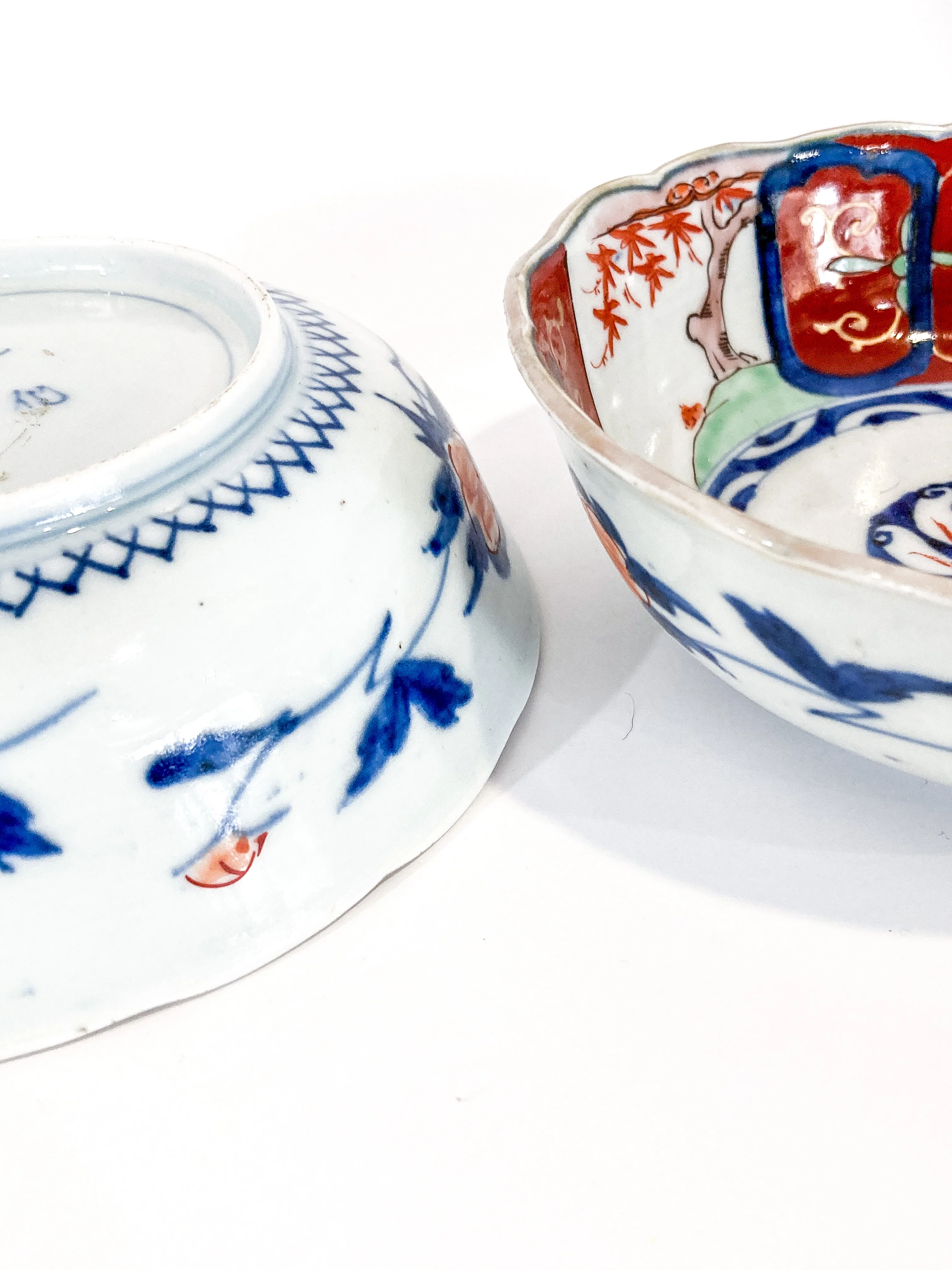 Pair Antique Japanese Meiji Period Fox Theme Red Blue Imari Porcelain Bowls - Image 22