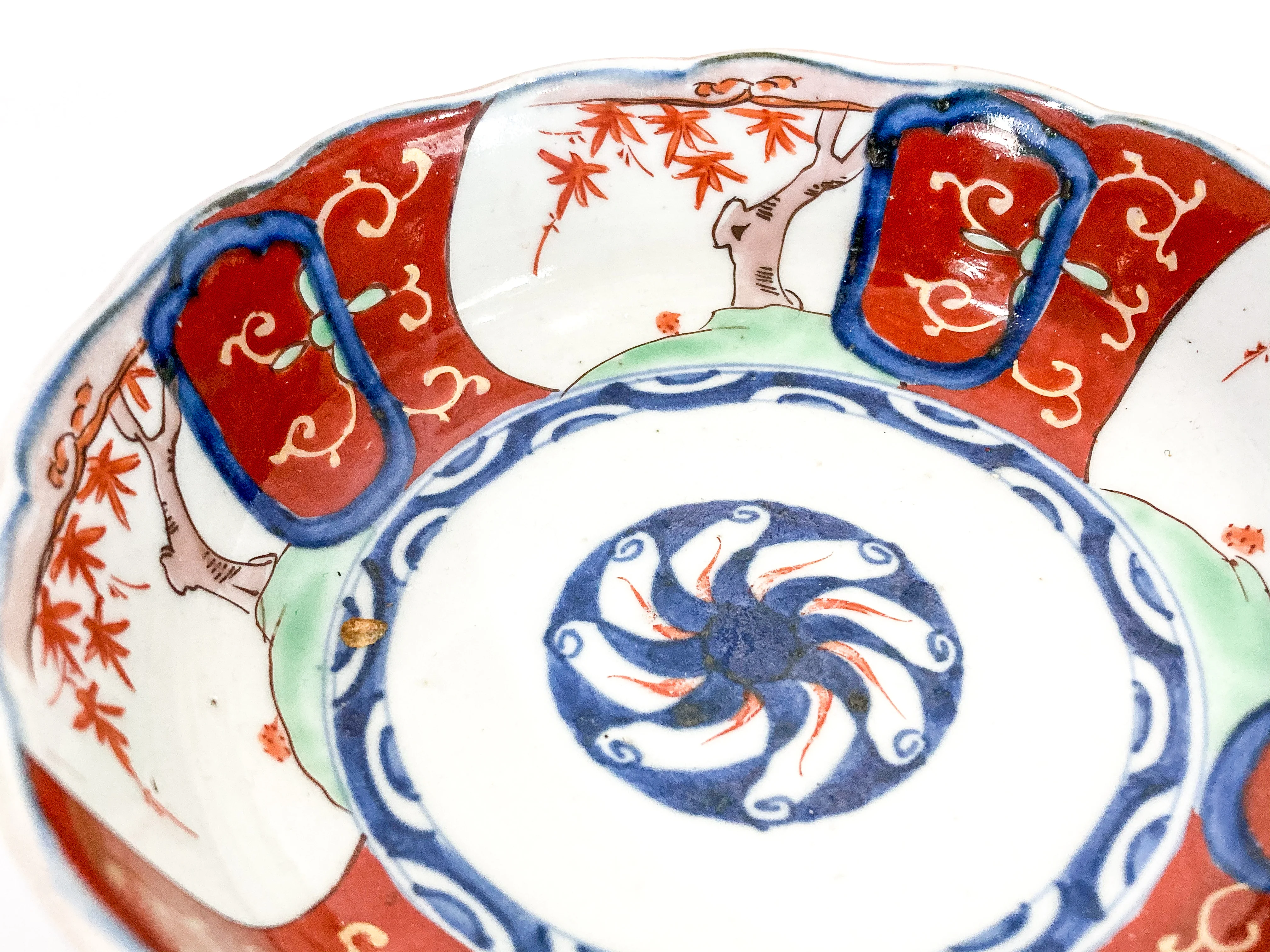 Pair Antique Japanese Meiji Period Fox Theme Red Blue Imari Porcelain Bowls - Image 24