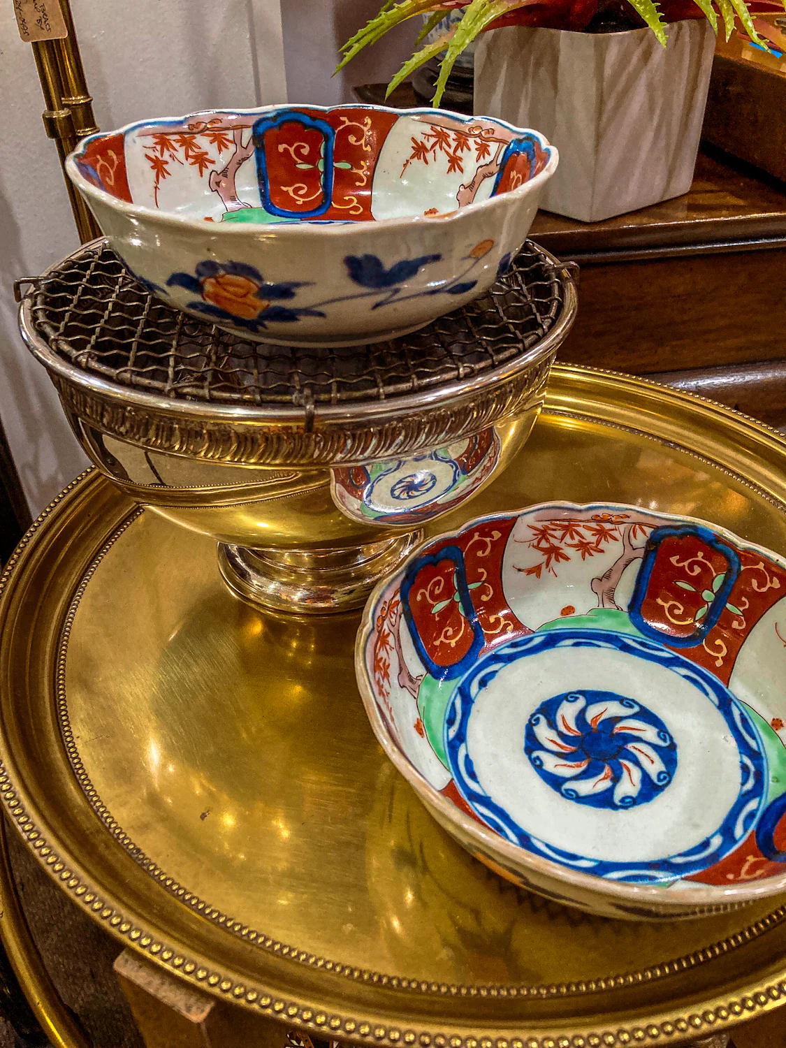 Pair Antique Japanese Meiji Period Fox Theme Red Blue Imari Porcelain Bowls - Image 5