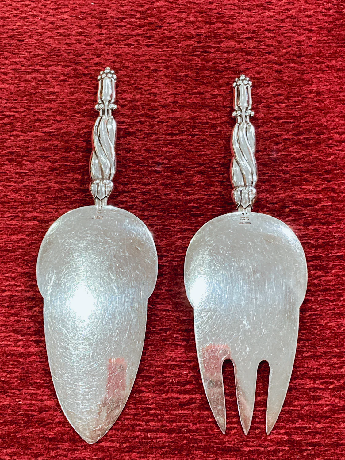 Pair Vintage Georg Jensen Pattern #91 Sterling Silver Fish Serving Set - Image 10