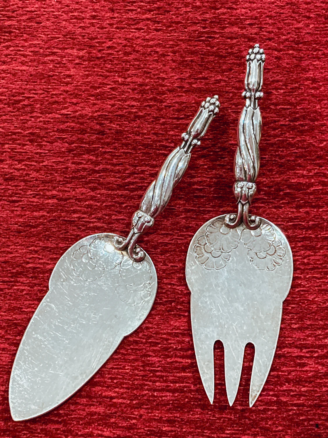 Pair Vintage Georg Jensen Pattern #91 Sterling Silver Fish Serving Set - Image 6