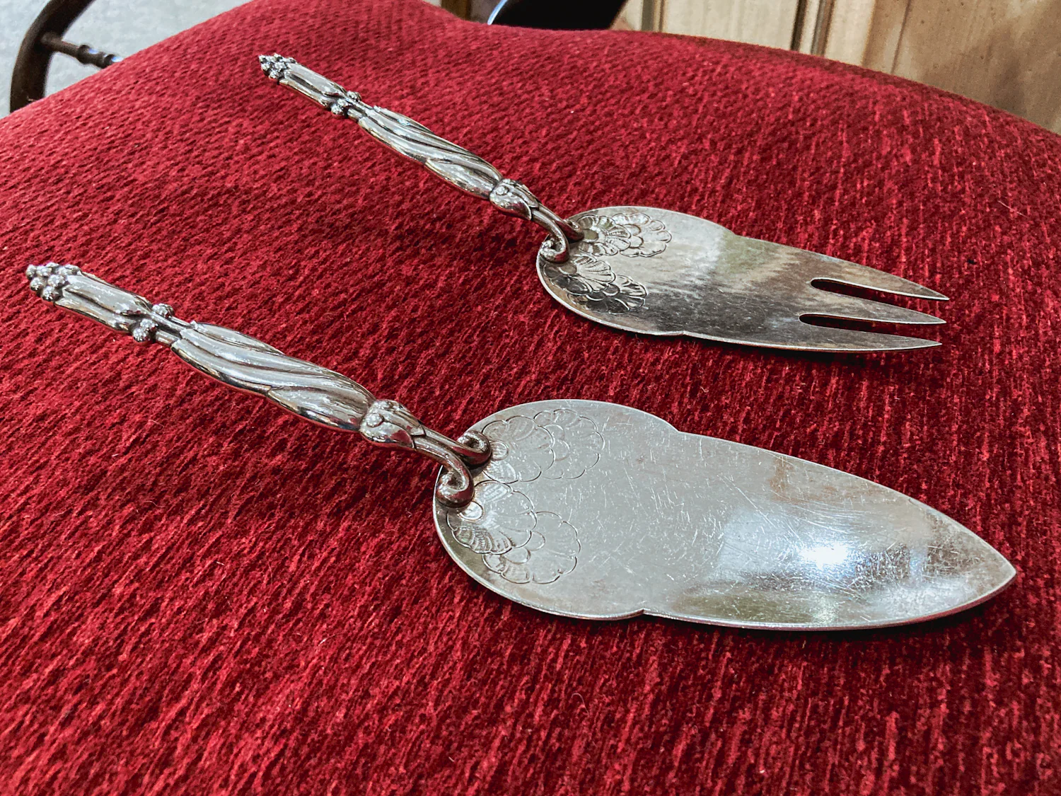 Pair Vintage Georg Jensen Pattern #91 Sterling Silver Fish Serving Set - Image 9
