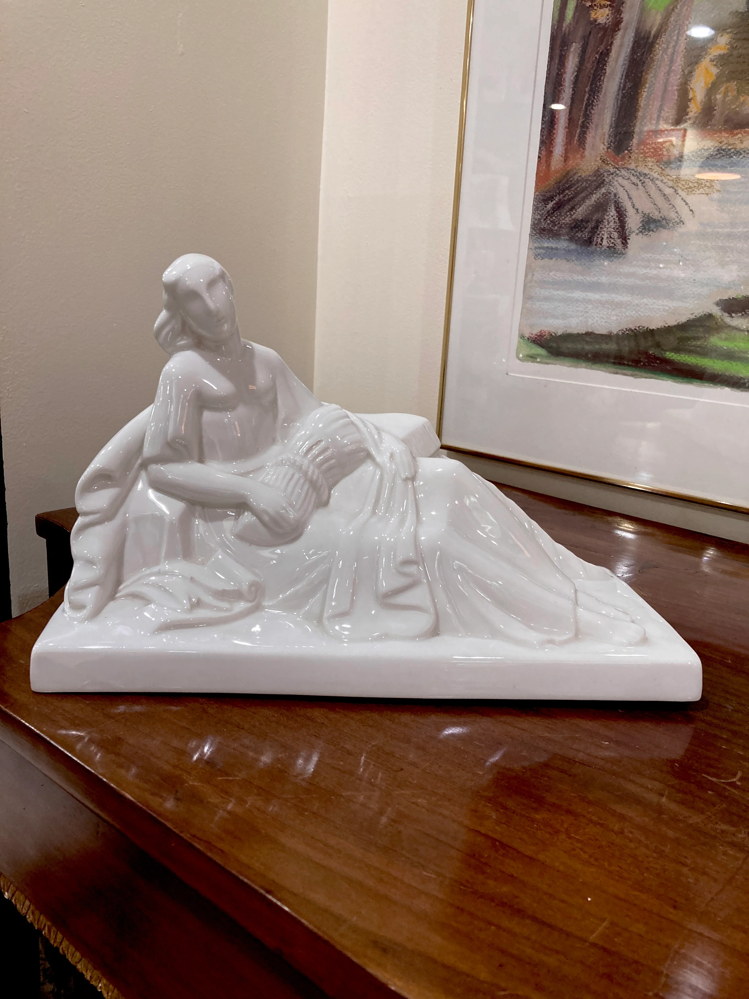 Vintage Art Deco Reclining Female Lamberton Porcelain Figure Sculpture - Image 3