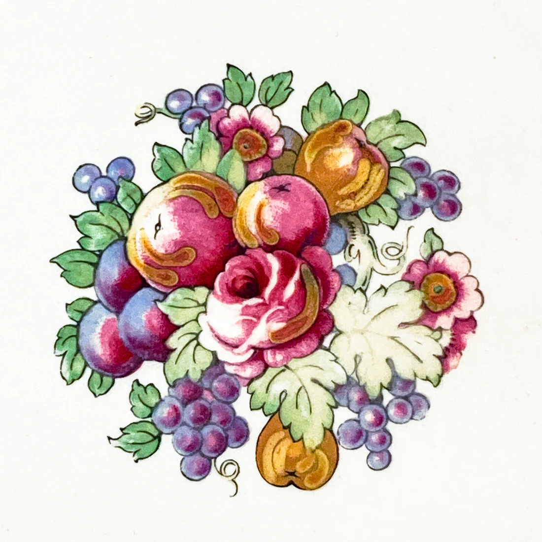 Set of Ten Vintage Crown Ducal Fruit and Flower Motif Square Florentine Dessert Salad Plates - Image 10