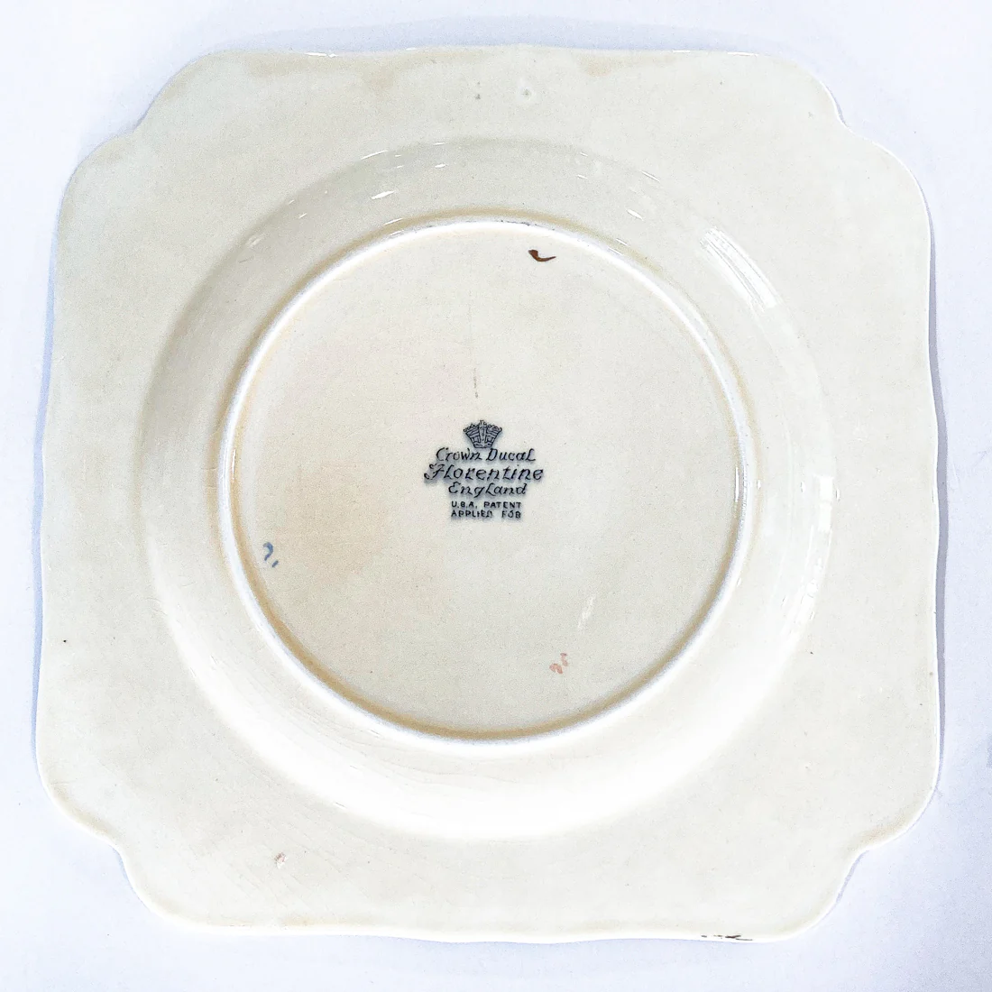 Set of Ten Vintage Crown Ducal Fruit and Flower Motif Square Florentine Dessert Salad Plates - Image 18