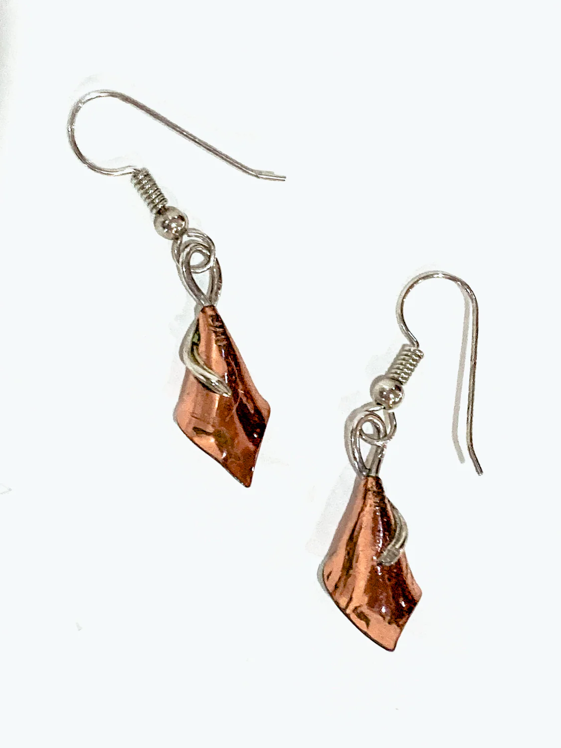 Artisan Stuart Nye Sterling Silver Copper Lily French Drop Dangle Earrings - Image 14
