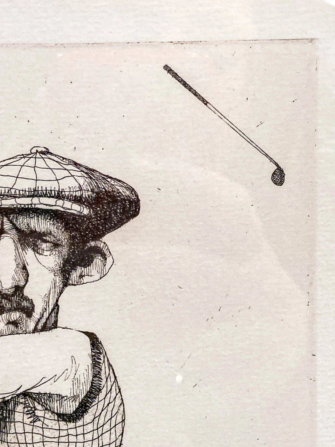 Stylized Golfer "Francis Ouimet" Charles Bragg (1931-2017) Framed Etching Portrait - Image 8