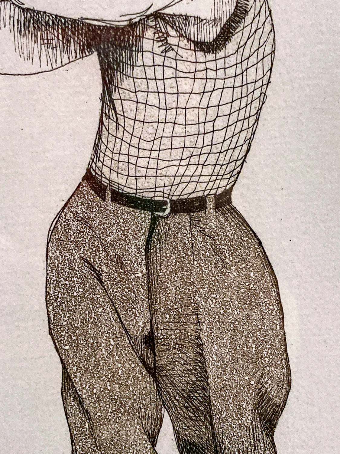 Stylized Golfer "Francis Ouimet" Charles Bragg (1931-2017) Framed Etching Portrait - Image 9